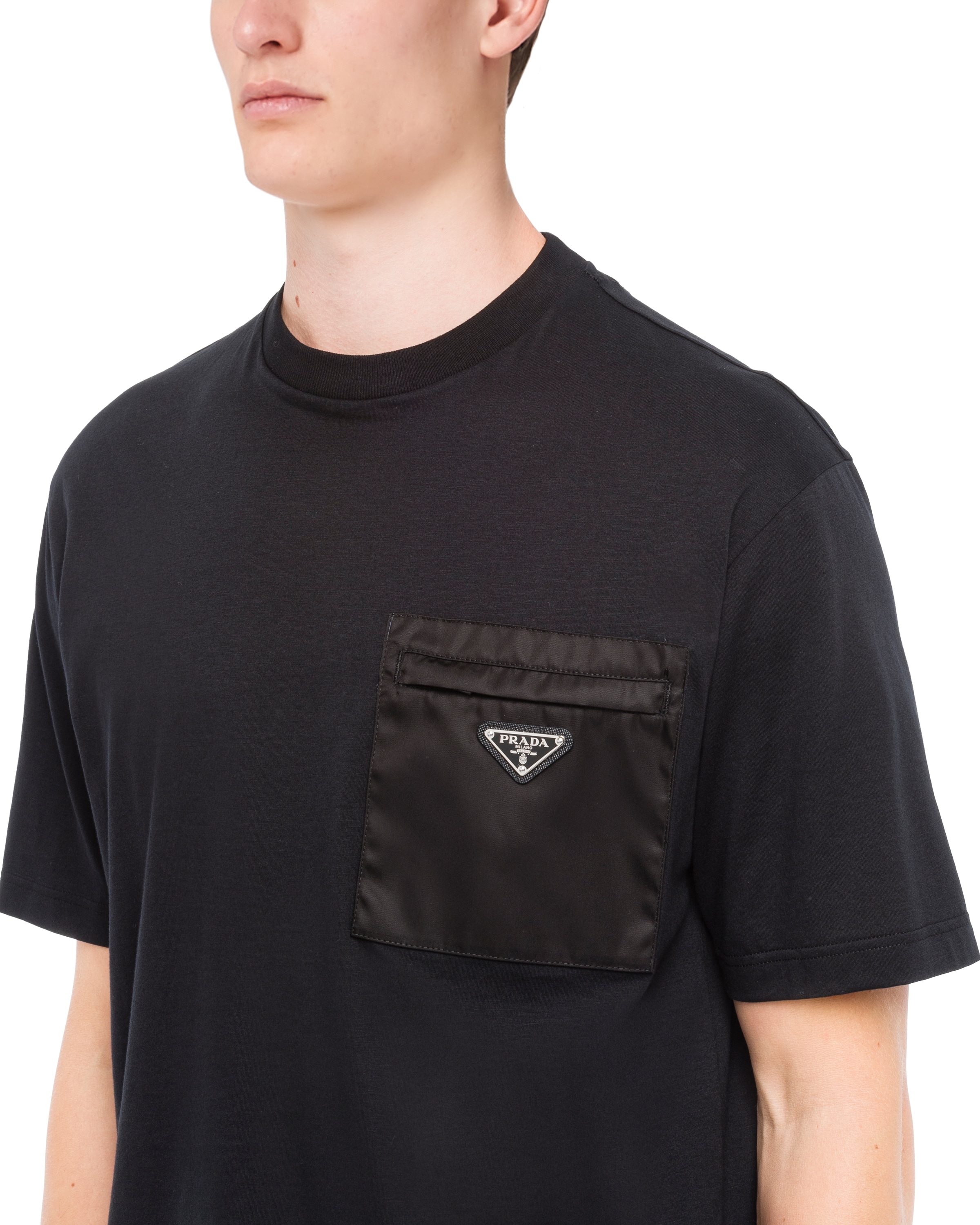 Cotton Tshirt with nylon pocket Prada