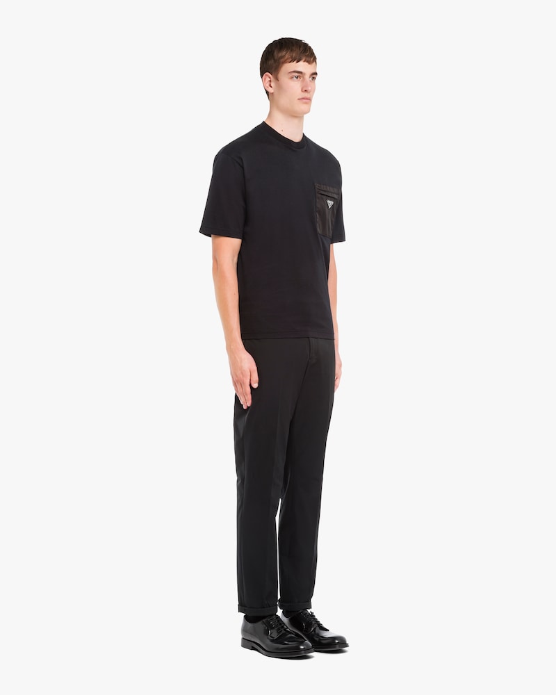 Black Cotton T-shirt with nylon pocket 