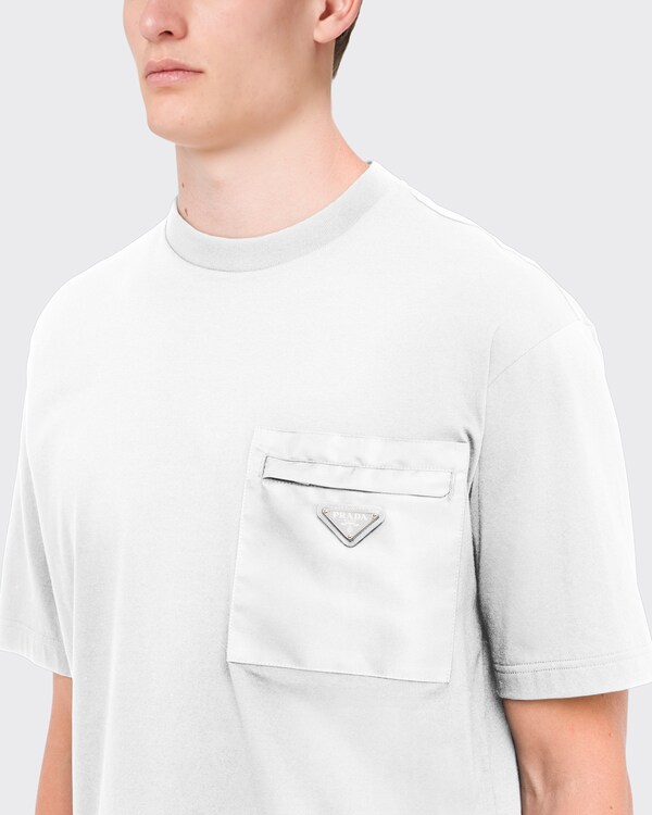 Cotton T-shirt with nylon pocket - White Cotton T-shirt with nylon pocket - White