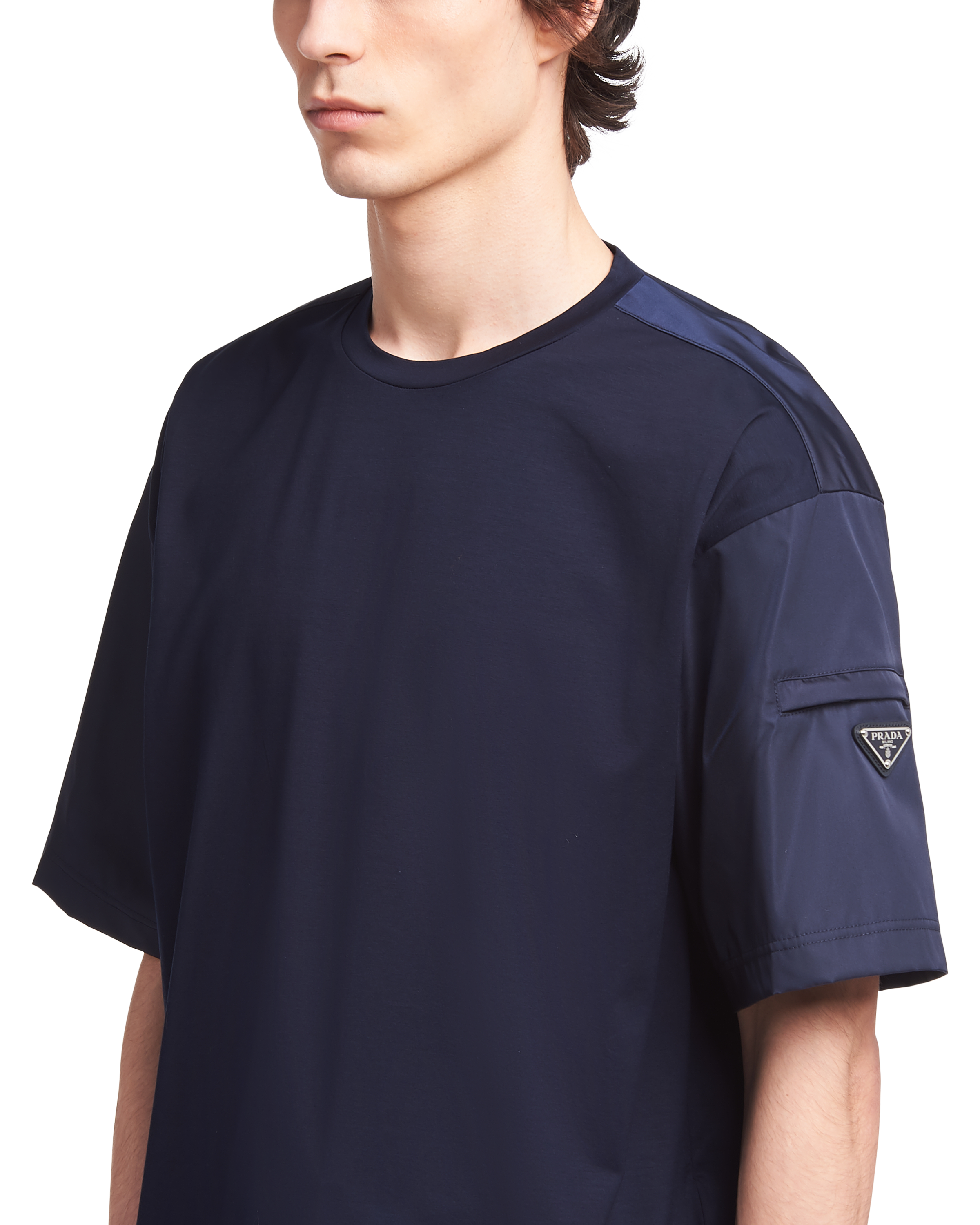 ナイロンディテール ストレッチコットン Tシャツ