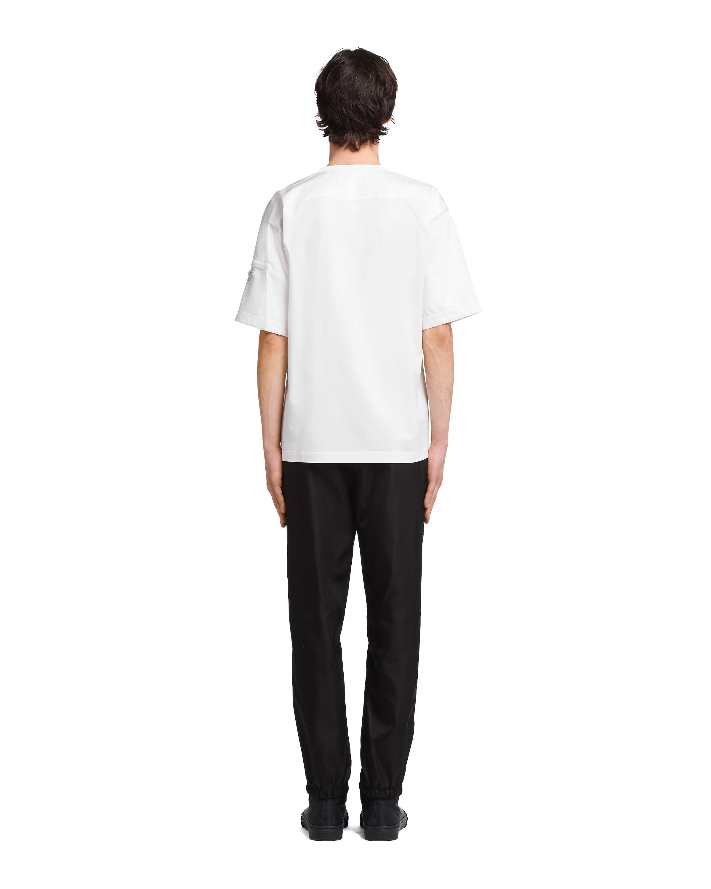 Prada Stretch cotton T\u002Dshirt with nylon details 4