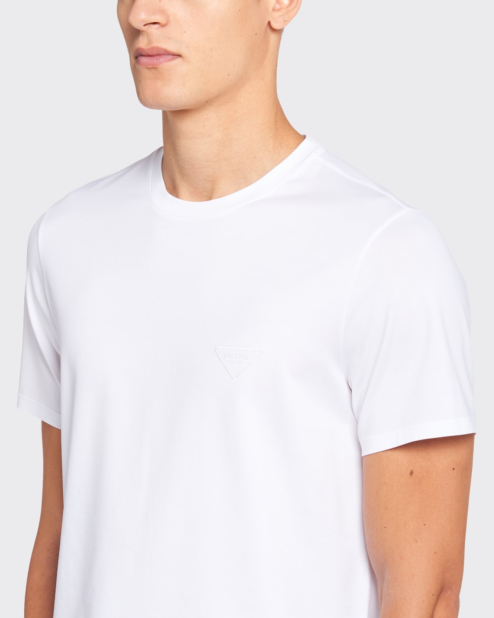 White Stretch cotton T-shirt | Prada