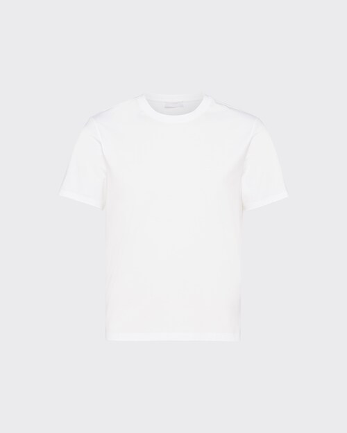 White Stretch cotton T-shirt | Prada