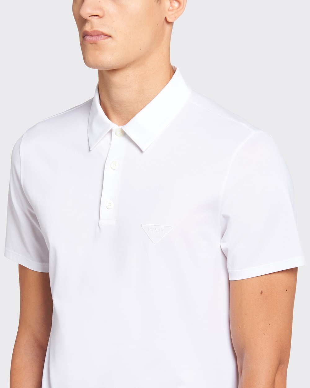 White Stretch cotton polo shirt | Prada