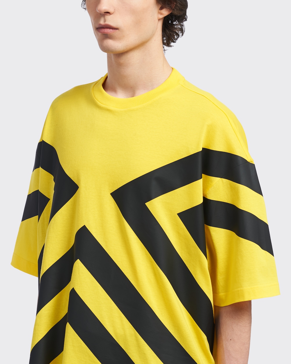 Yellow Oversized printed cotton T-shirt 