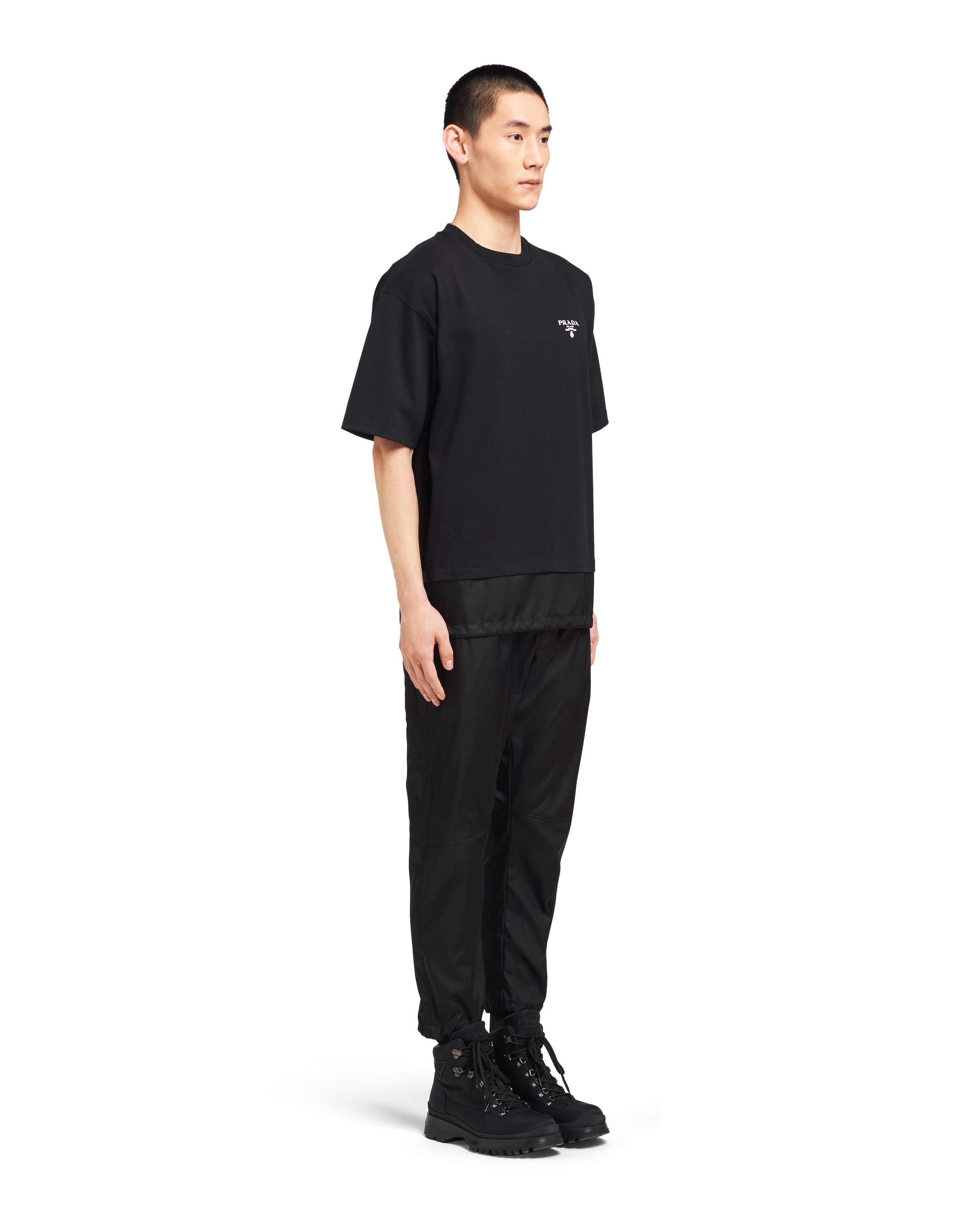 ナイロンディテール コットン Tシャツ