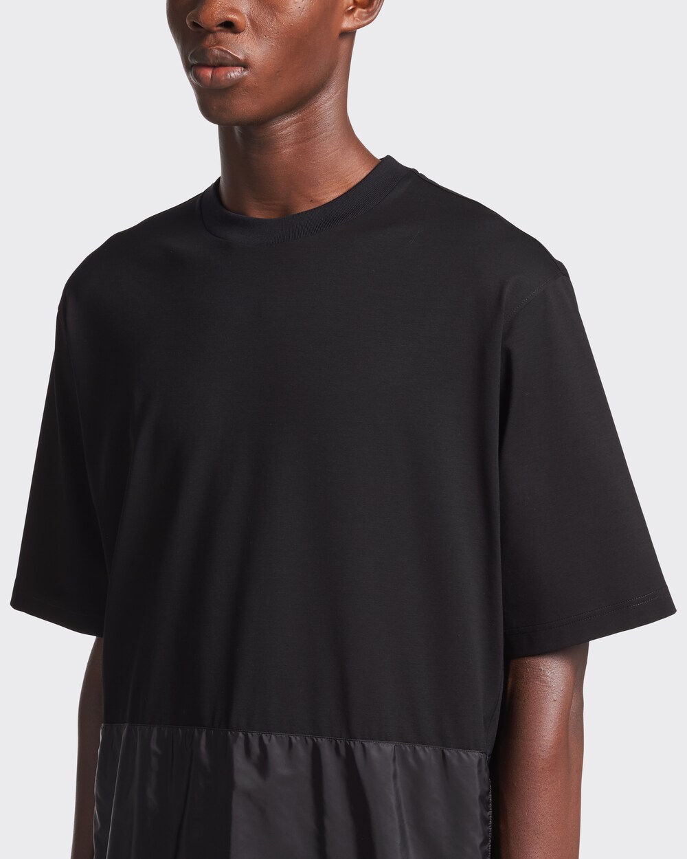 Black Technical cotton and Re-Nylon T 