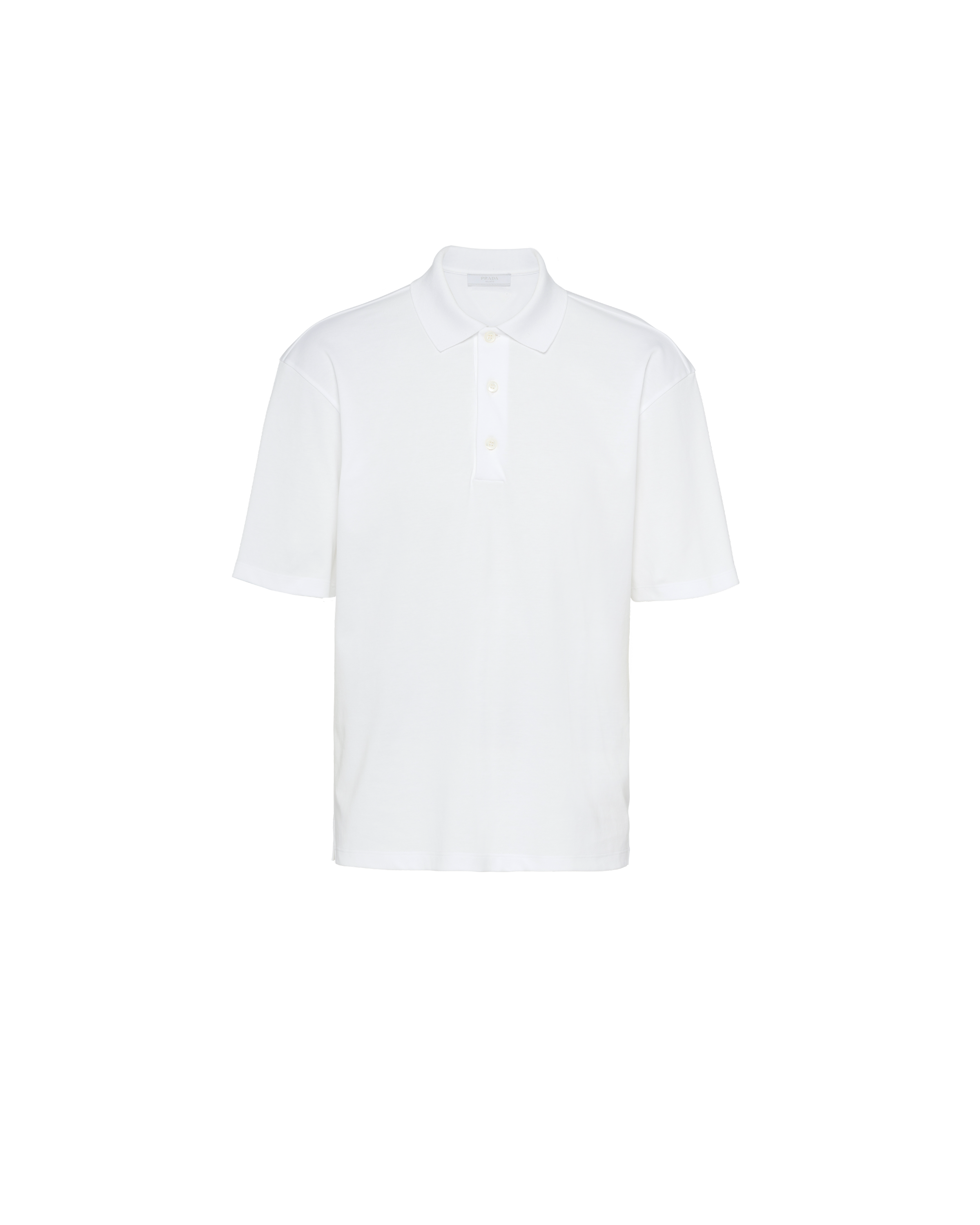Prada Triangle-logo Cotton Polo Shirt In White