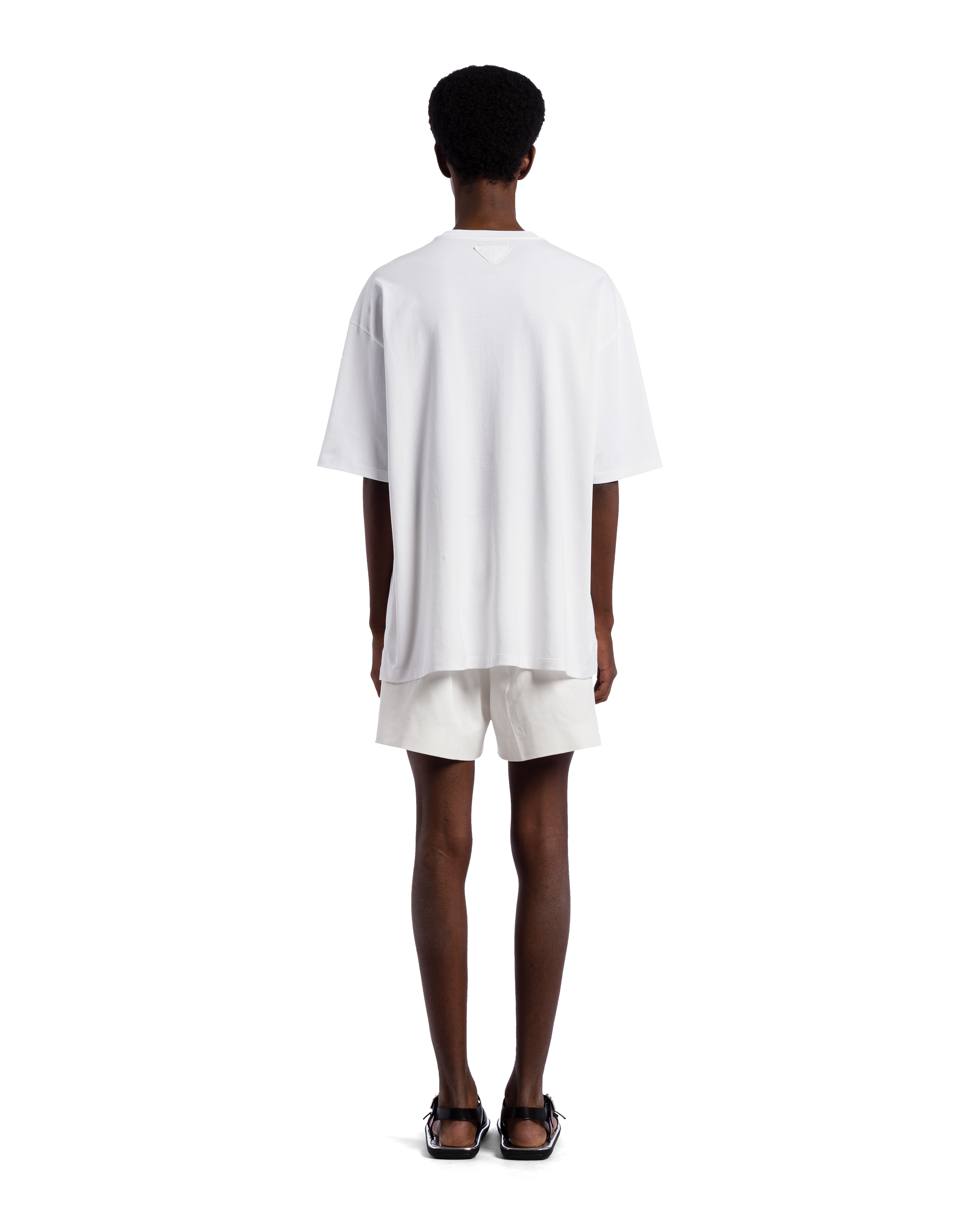 ホワイト オーバーサイズ コットン Tシャツ | Prada