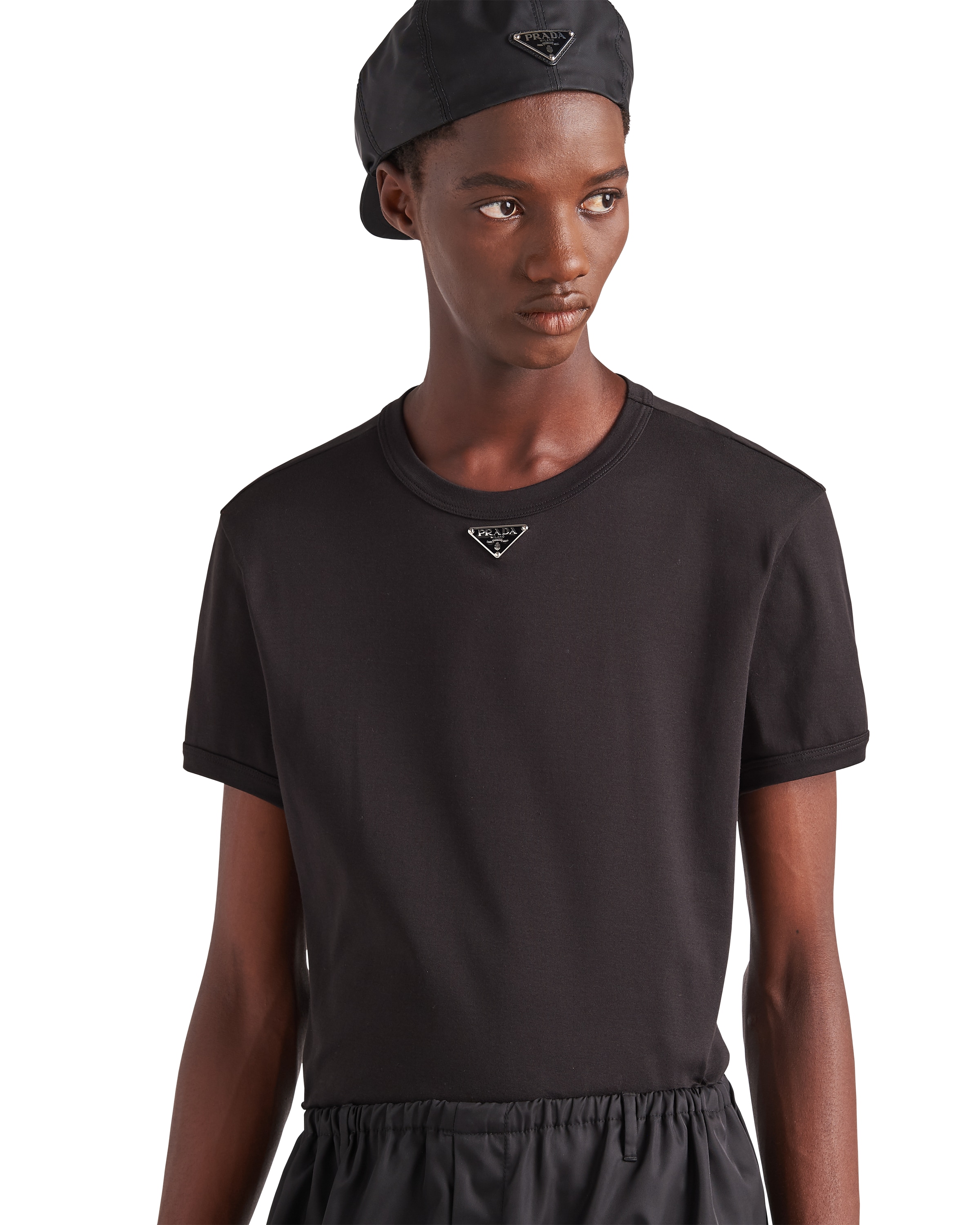 Prada Black Woolen T-shirt In Black
