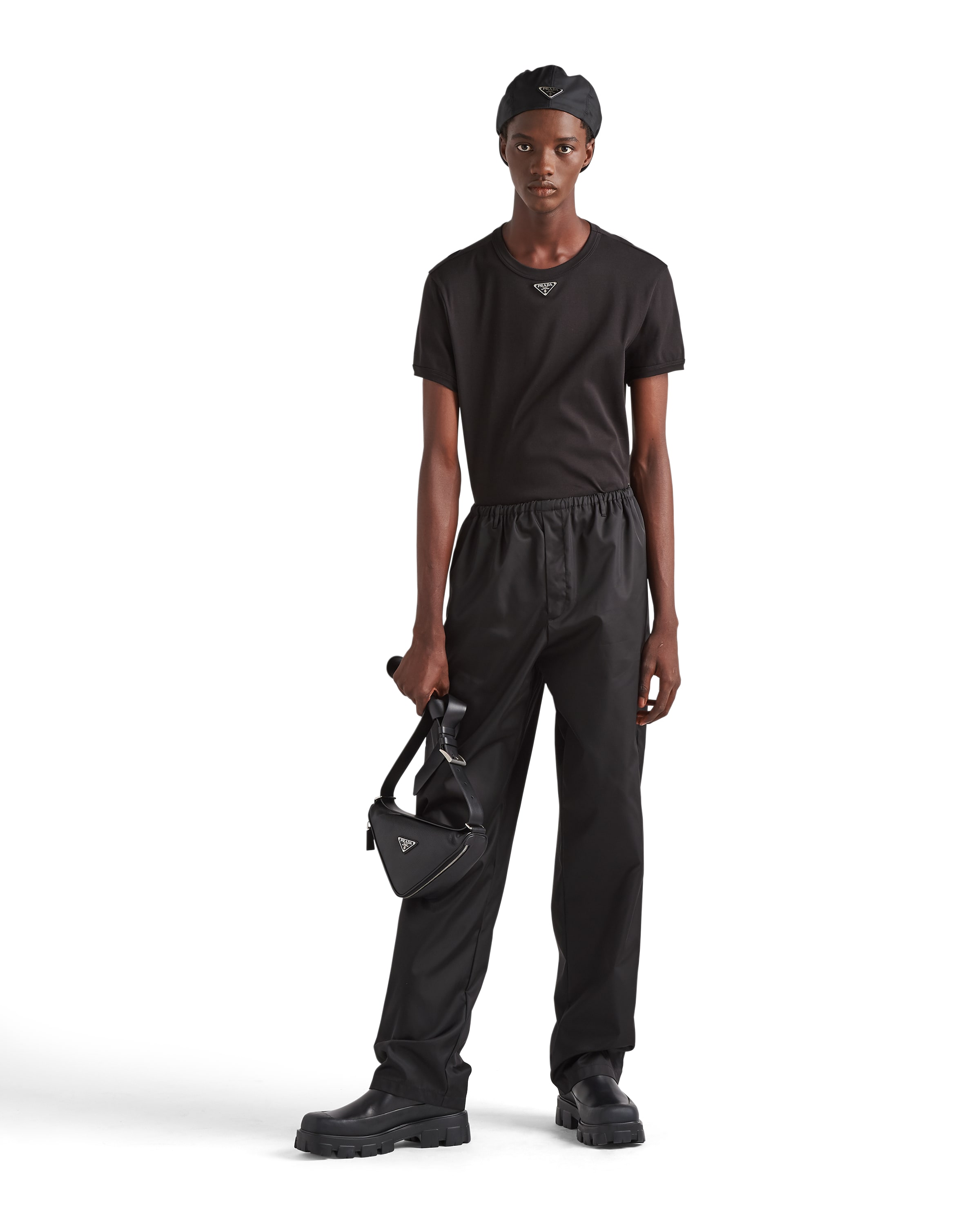 Prada Black Woolen T-shirt In Black
