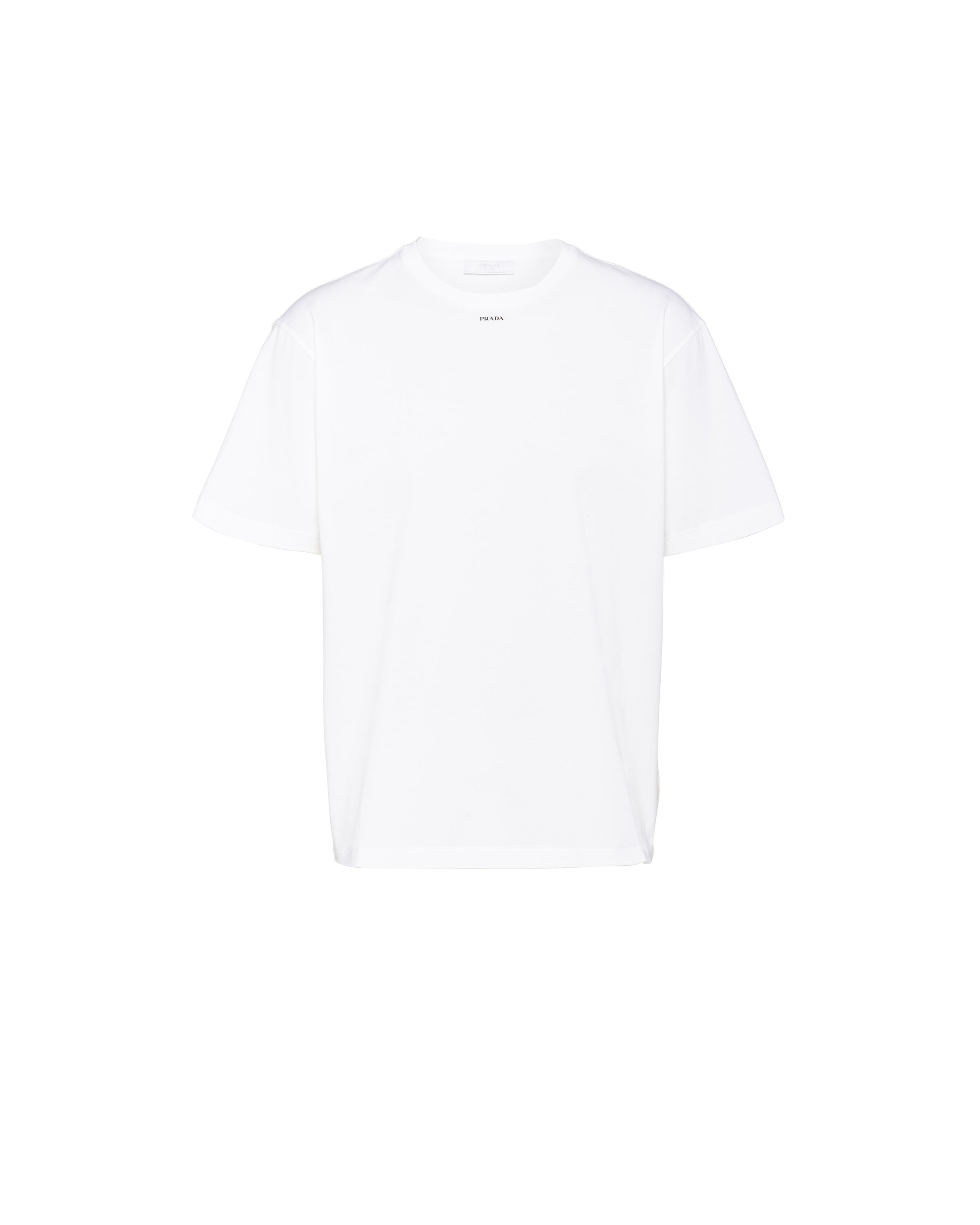 Shop Prada Stretch Cotton T-shirt With Logo In White