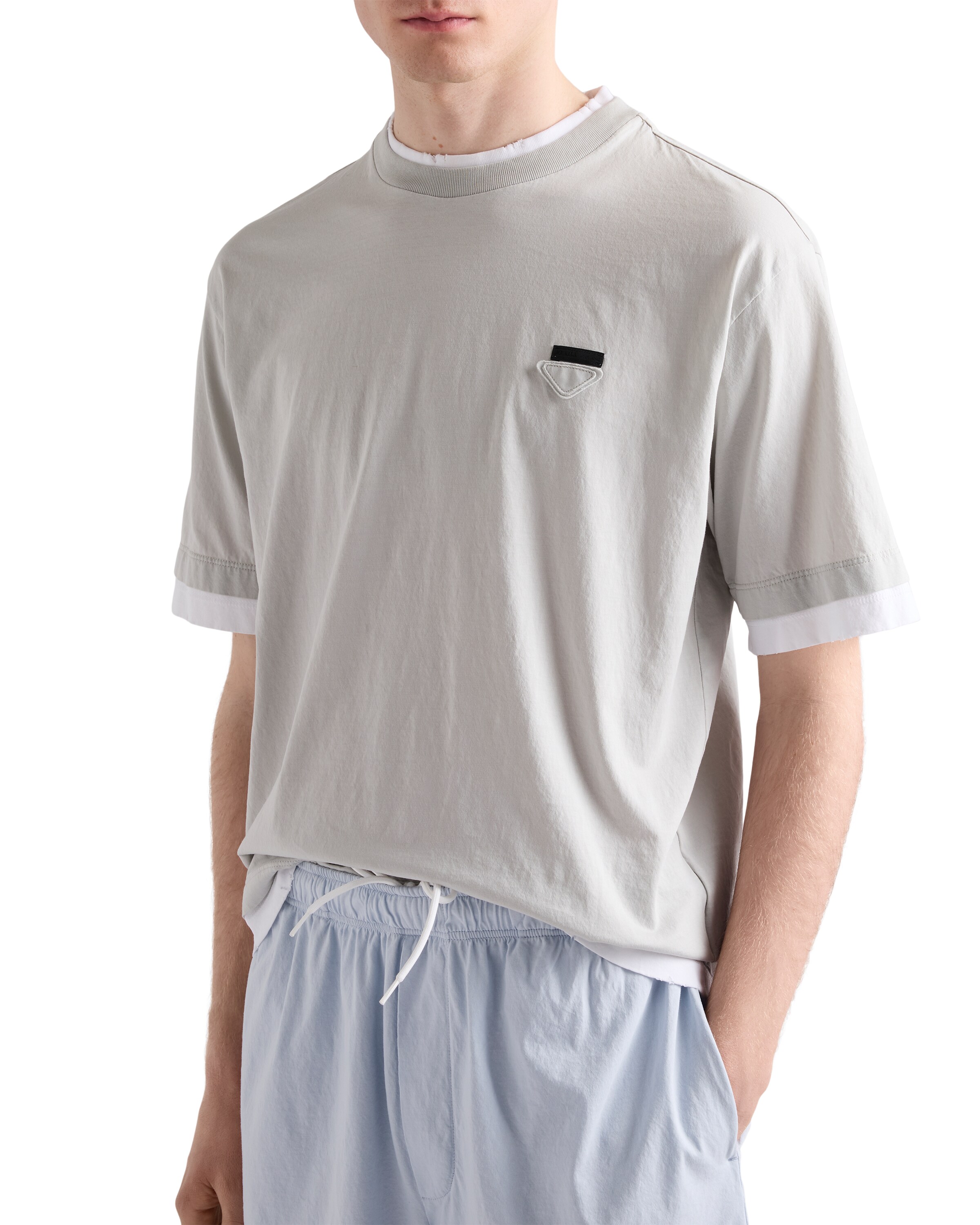 Prada Cotton T-shirt In Gray