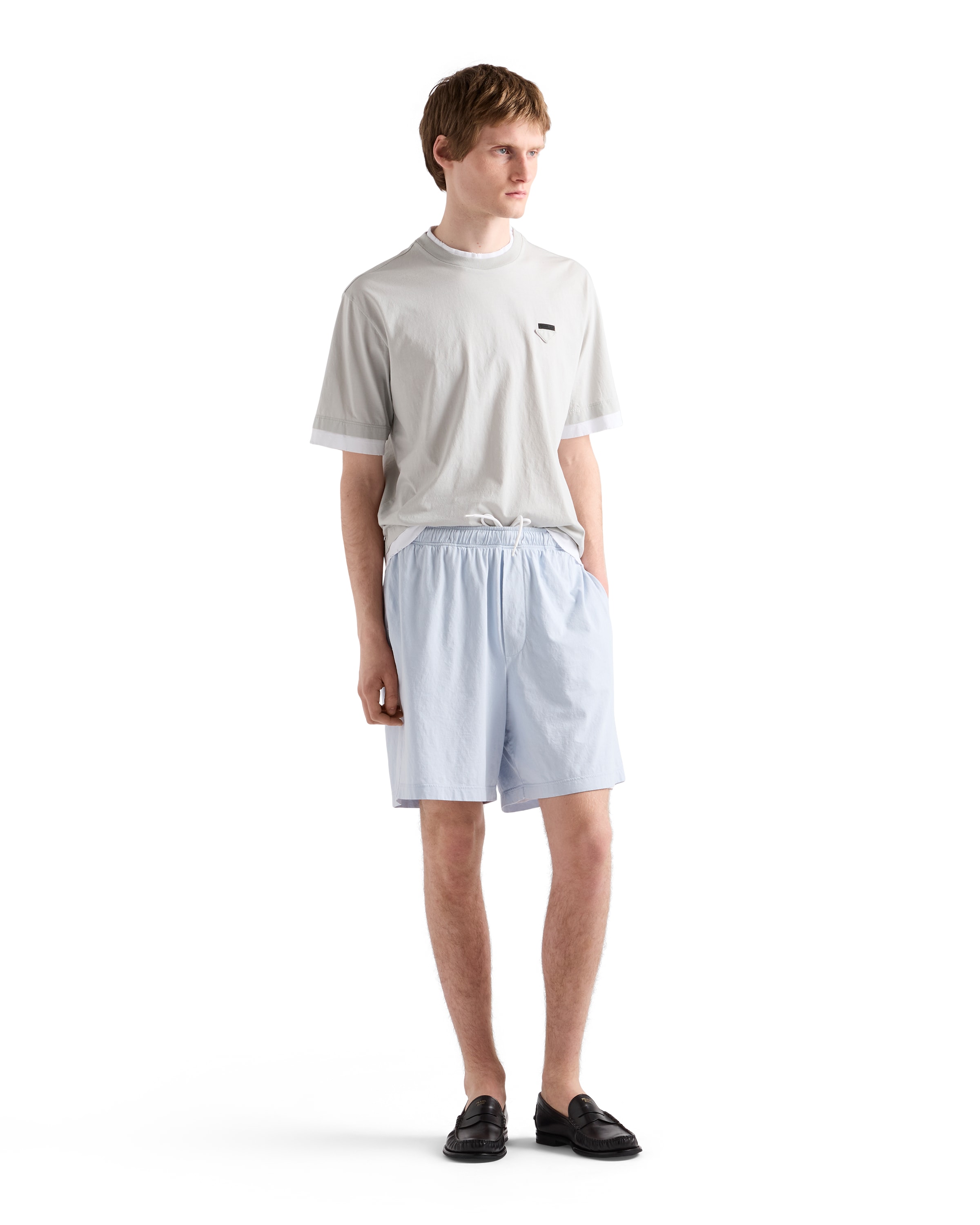 Prada Cotton T-shirt In Gray