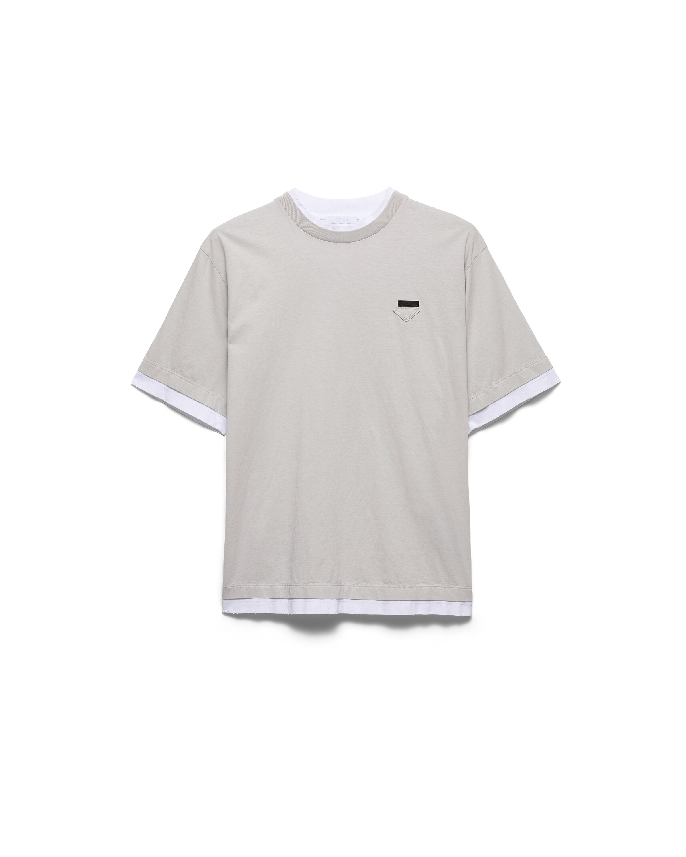 Prada Cotton T-shirt In Gray