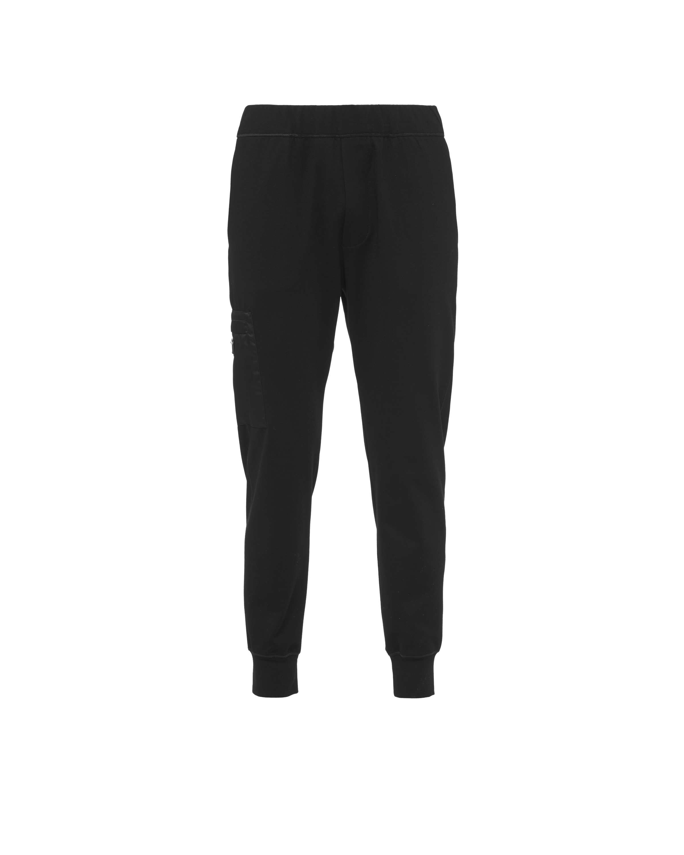 Prada Technical Fleece Pants In Black/black