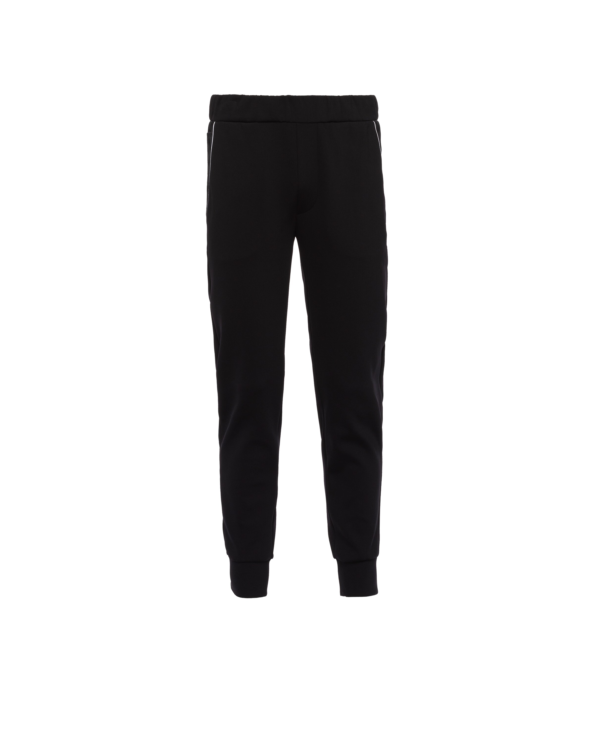 Prada Mens Black Contrast-trim Tapered-leg Cotton And Nylon Jogging Bottoms In Blue
