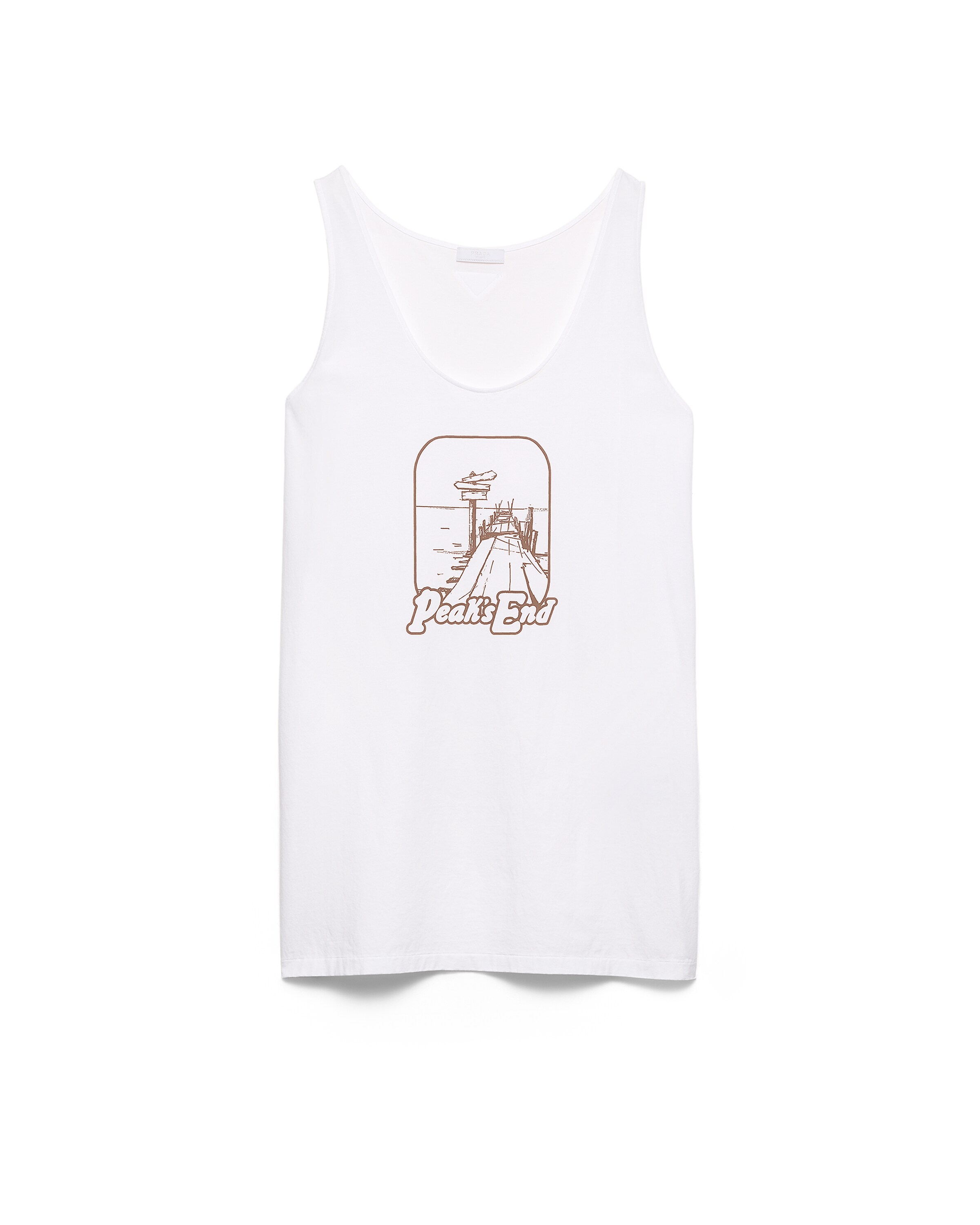 Prada Printed Cotton Tank Top In White