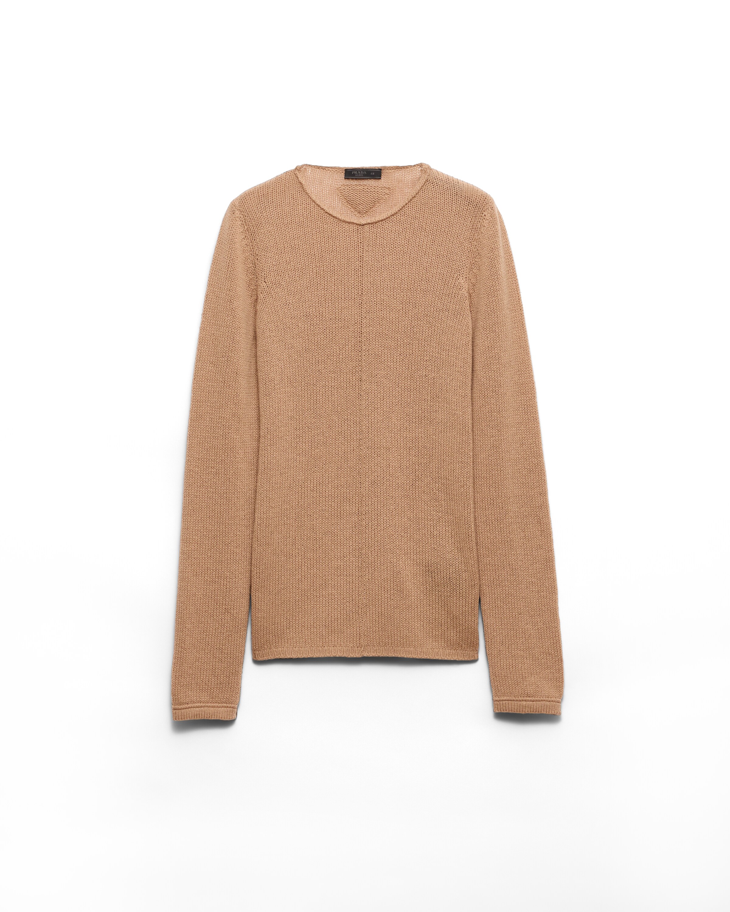 Prada Pull À Col Rond En Cachemire, Homme, Marron Camel, Taille 52