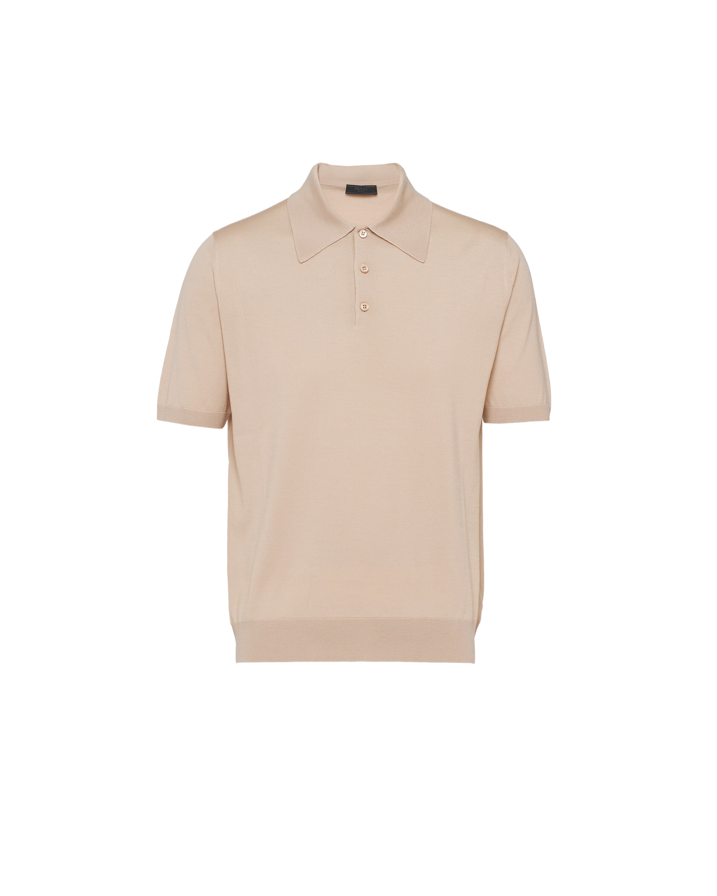 Prada Polo En Laine Peignée, Homme, Blanc Albinos, Taille 46