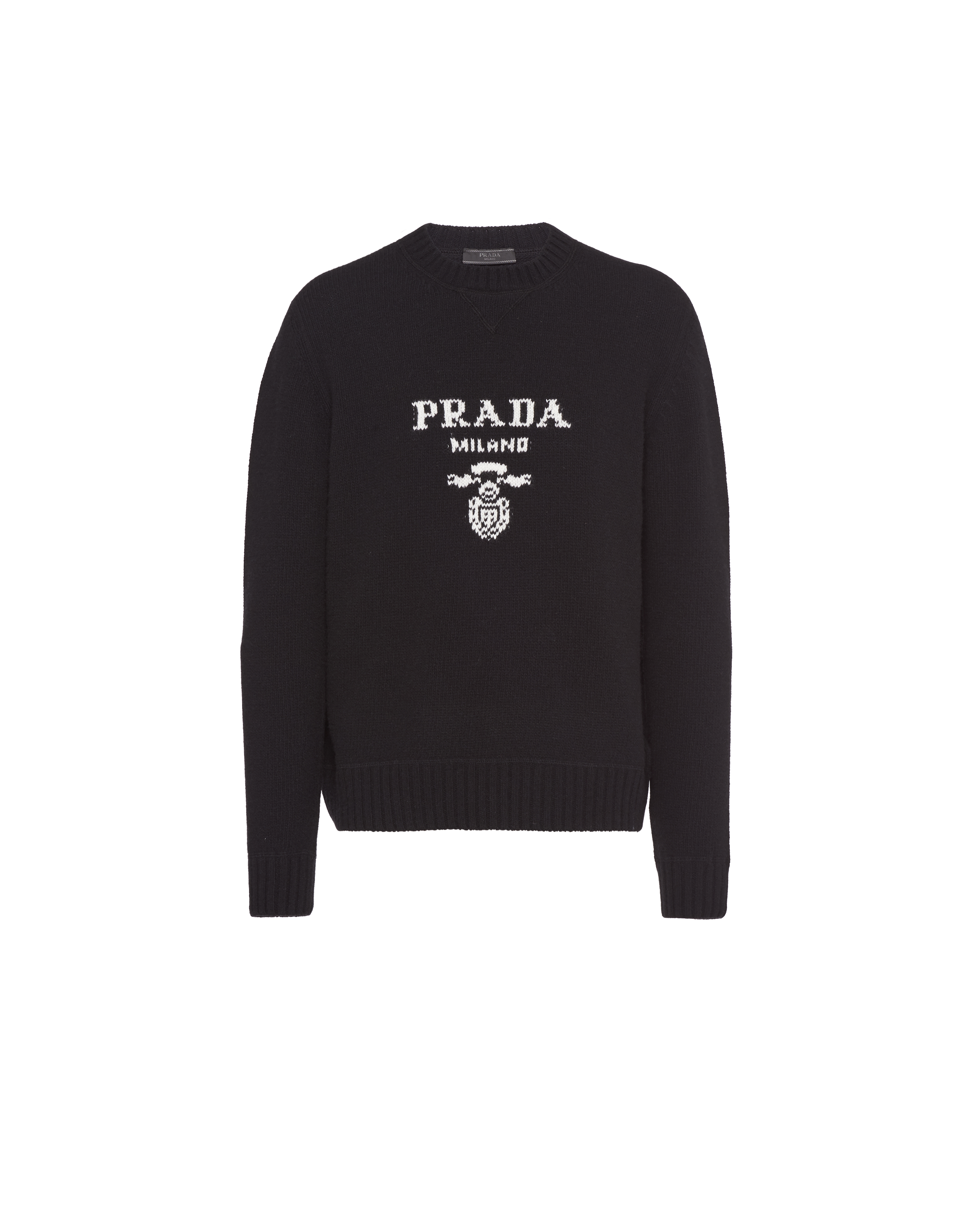 Prada Logo Wool And Cashmere Sweater In Black