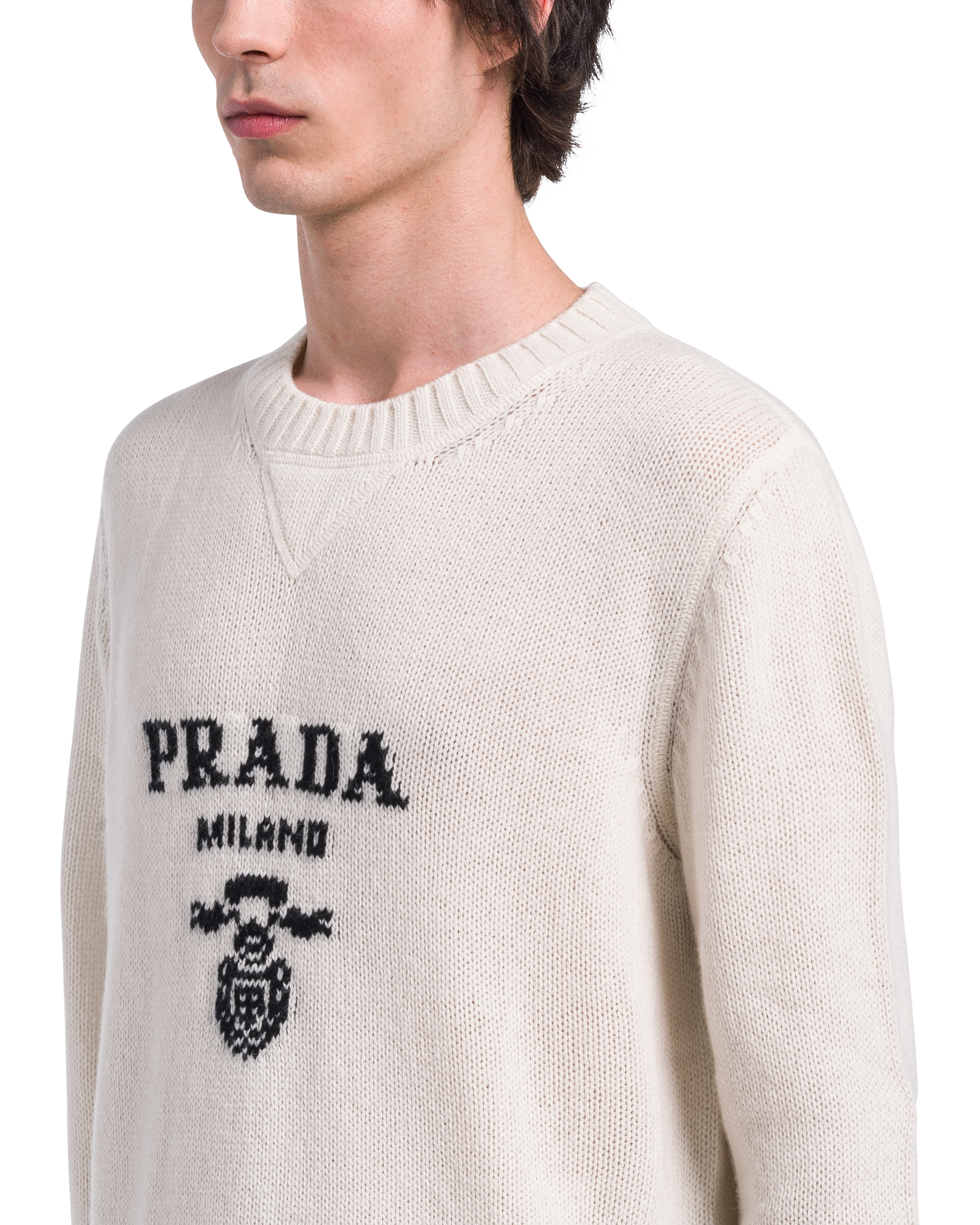 White Wool and cashmere crew-neck sweater | Prada