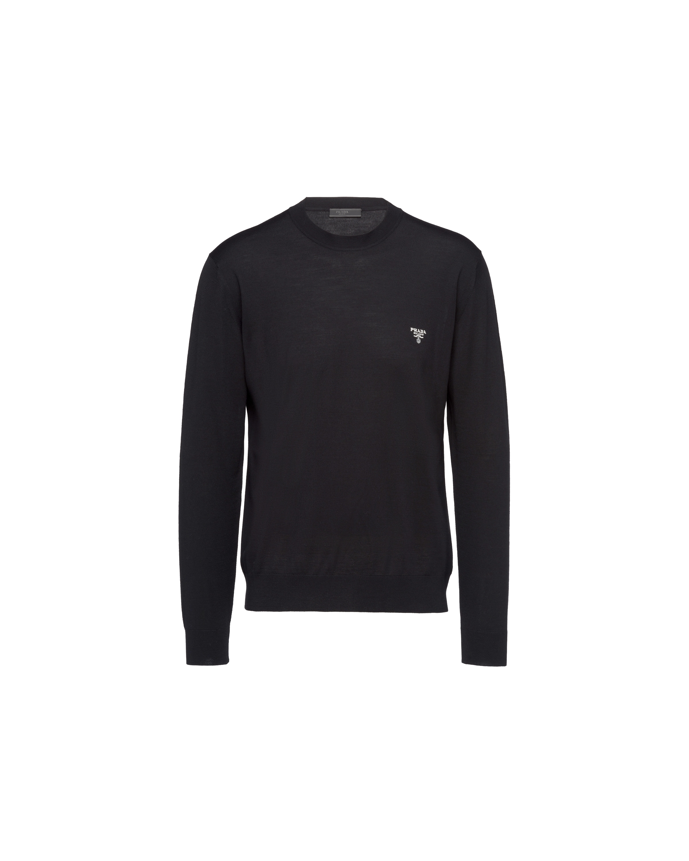 Prada Pull À Col Rond En Laine Extra Fine, Homme, Noir, Taille 50