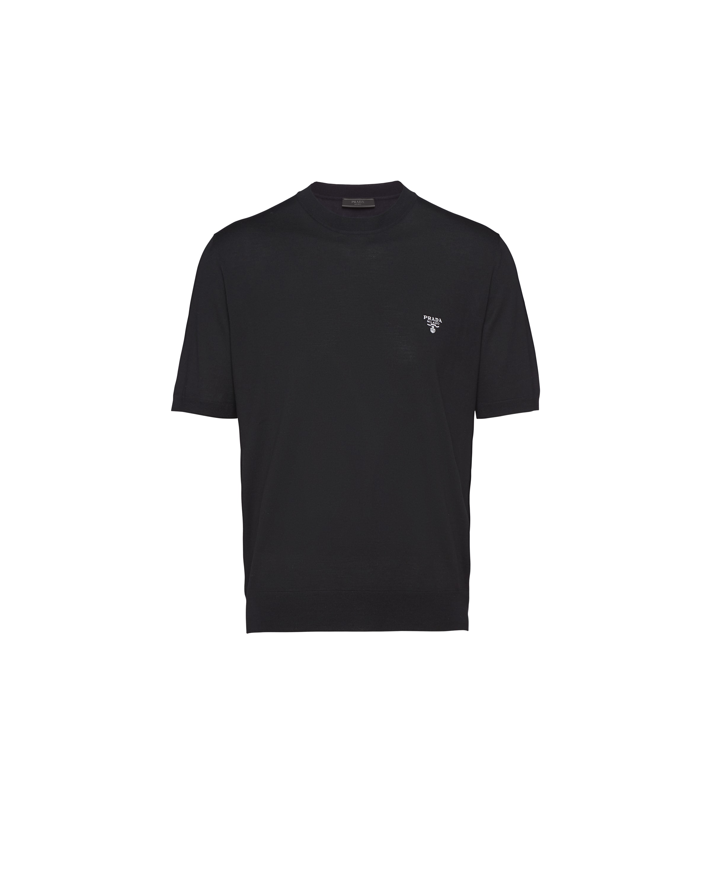 Prada Maglia Girocollo In Lana Pettinata, Uomo, Nero, Taglia 54