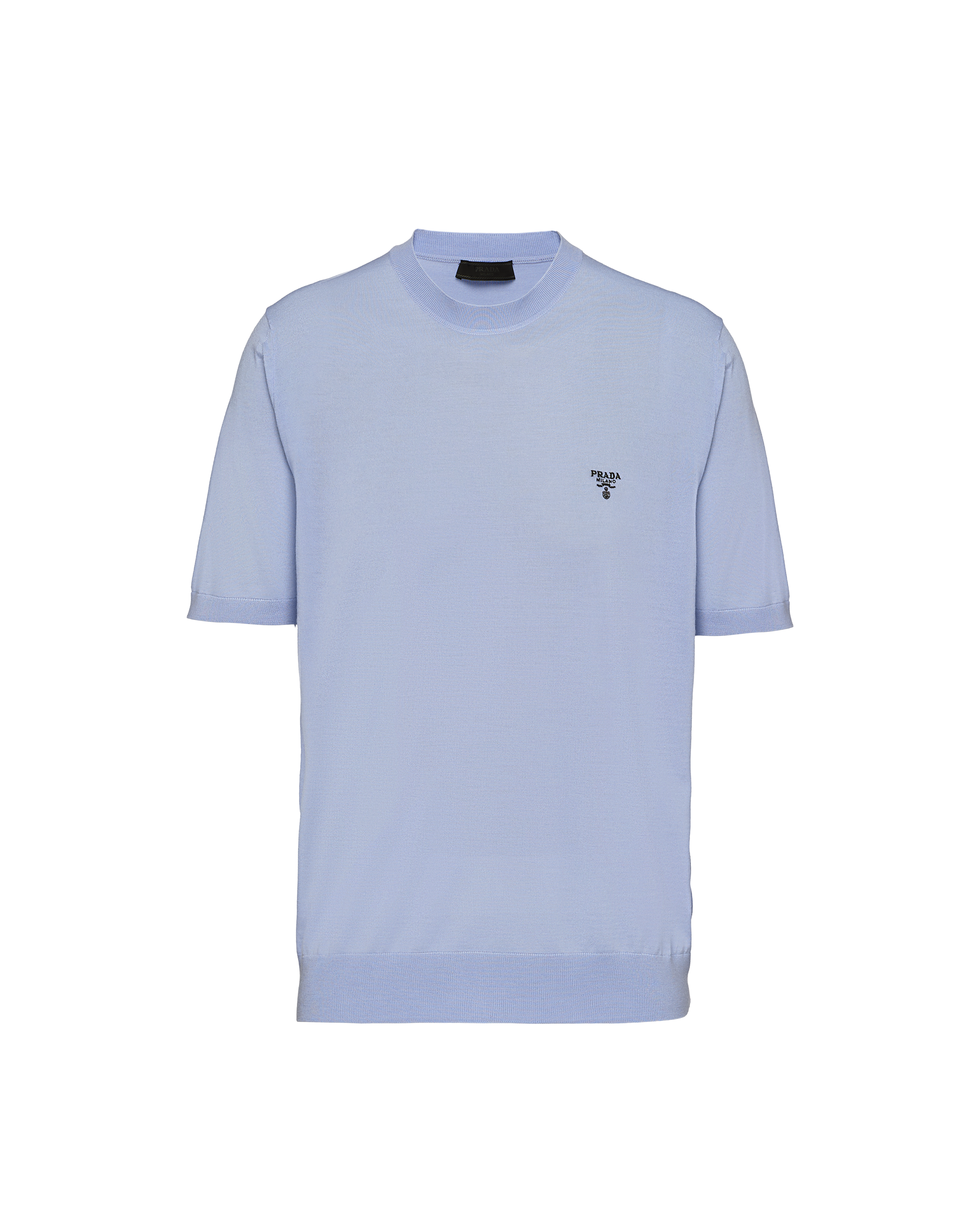 Prada Superfine Wool Crew-neck Sweater In Blue