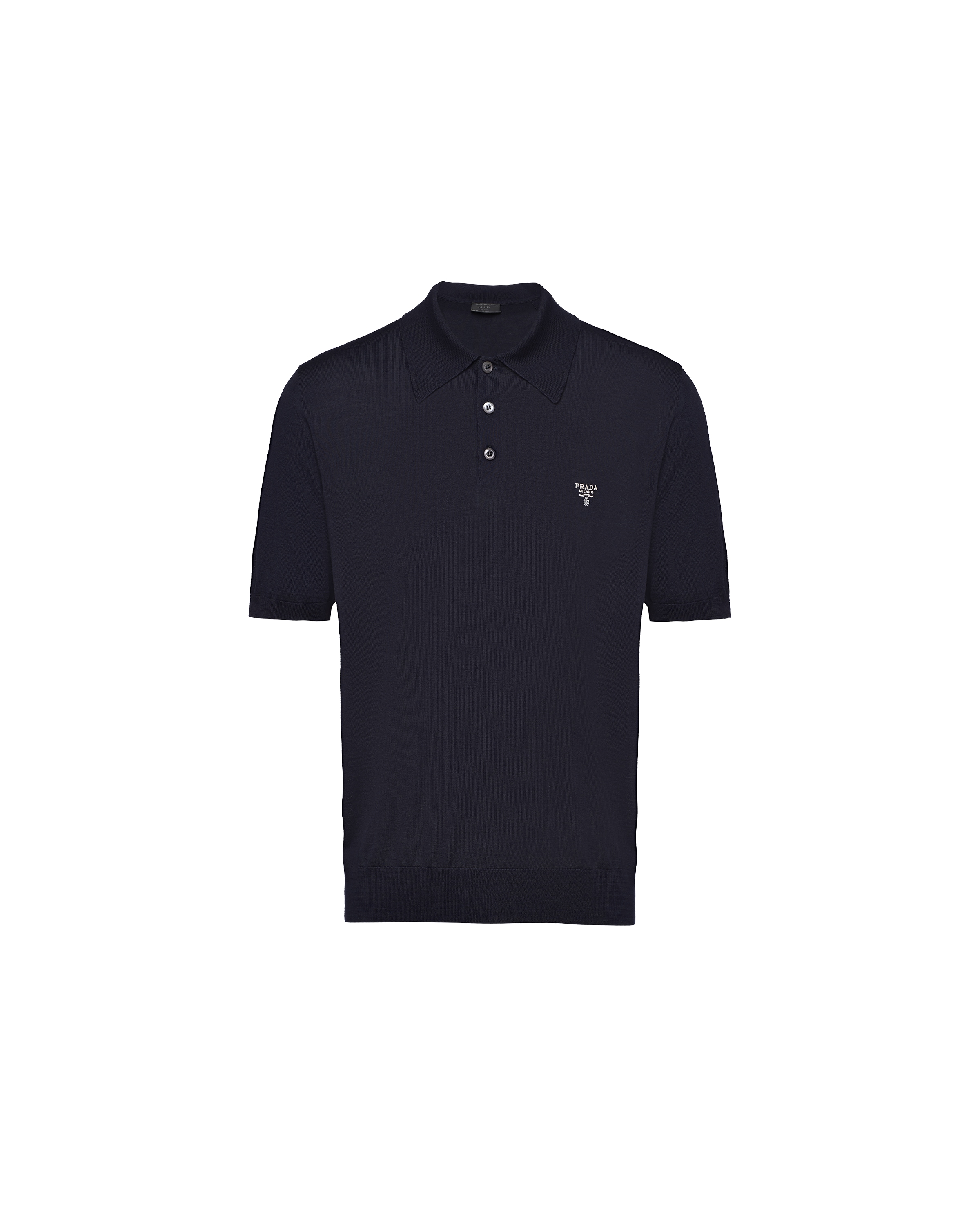 Prada Maglia Polo In Lana Pettinata, Uomo, Blu, Taglia 48
