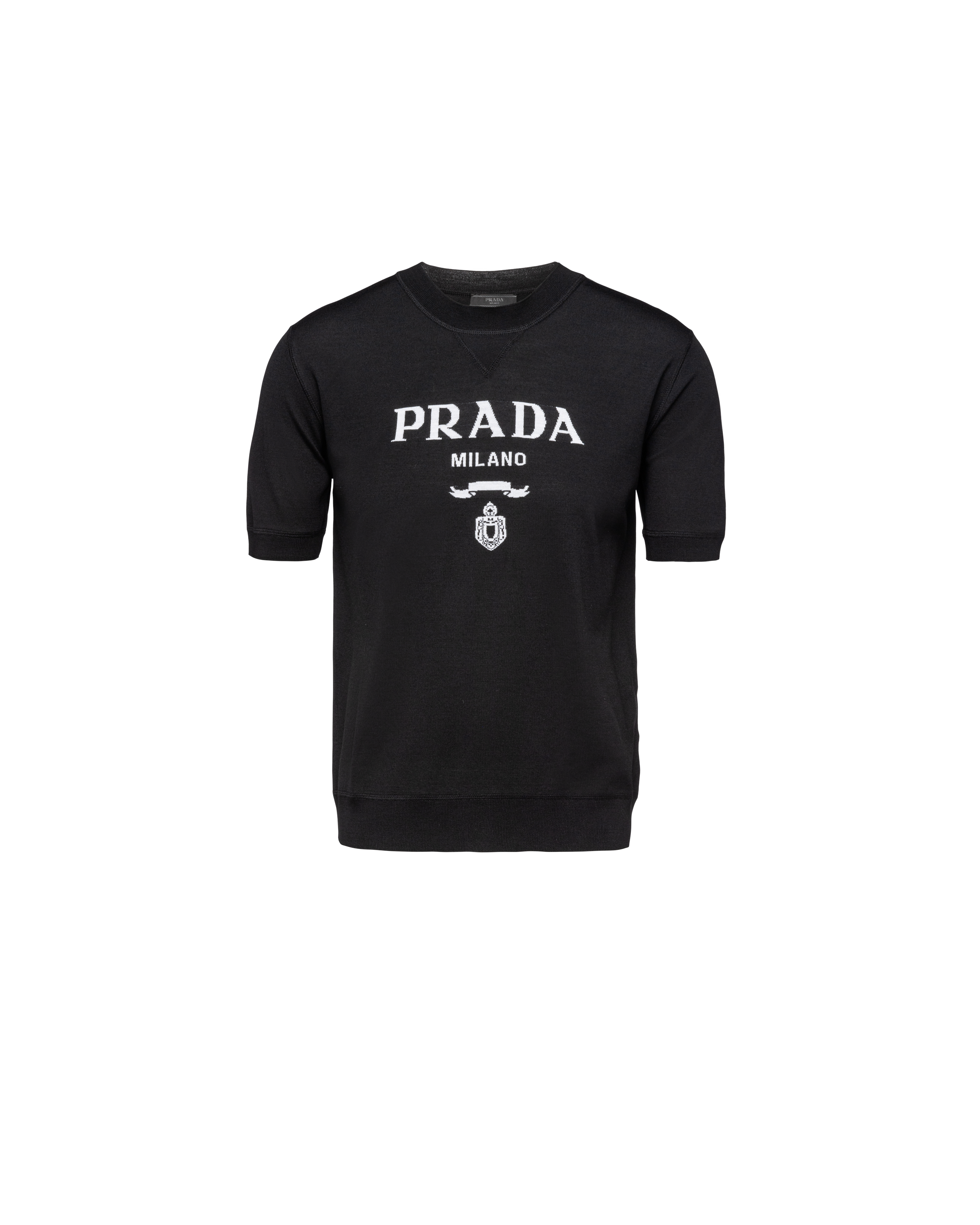 Shop Prada Superfine Wool Crew-neck Sweater In Black