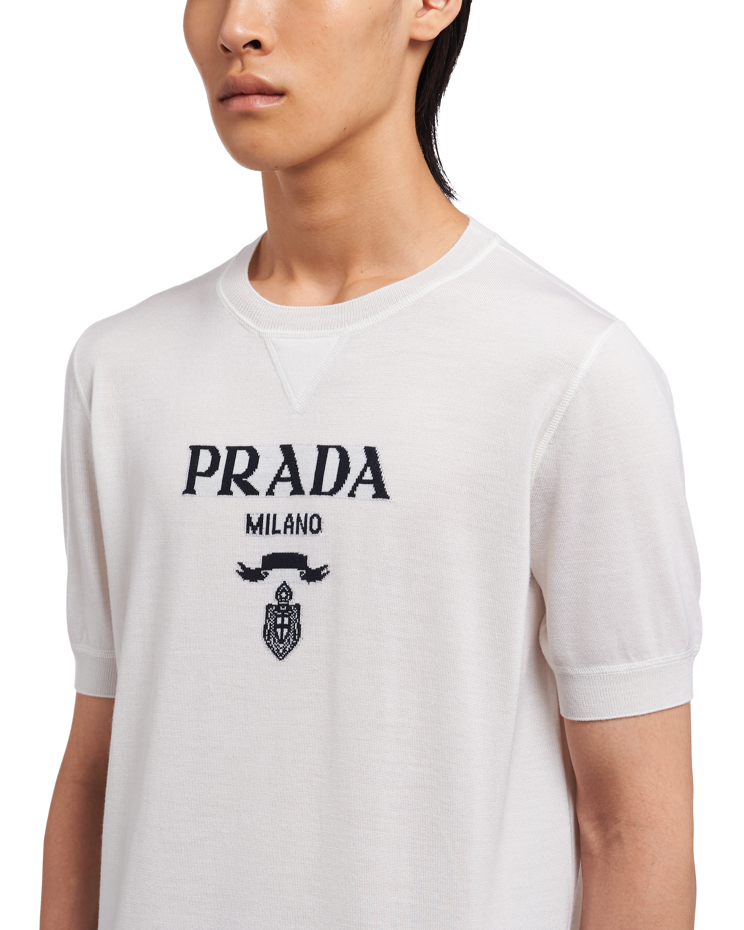 Prada كنزة بياقة دائرية من الصوف والكشمير 5