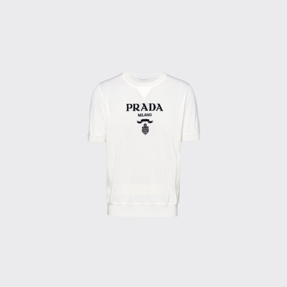 Prada كنزة بياقة دائرية من الصوف والكشمير 1