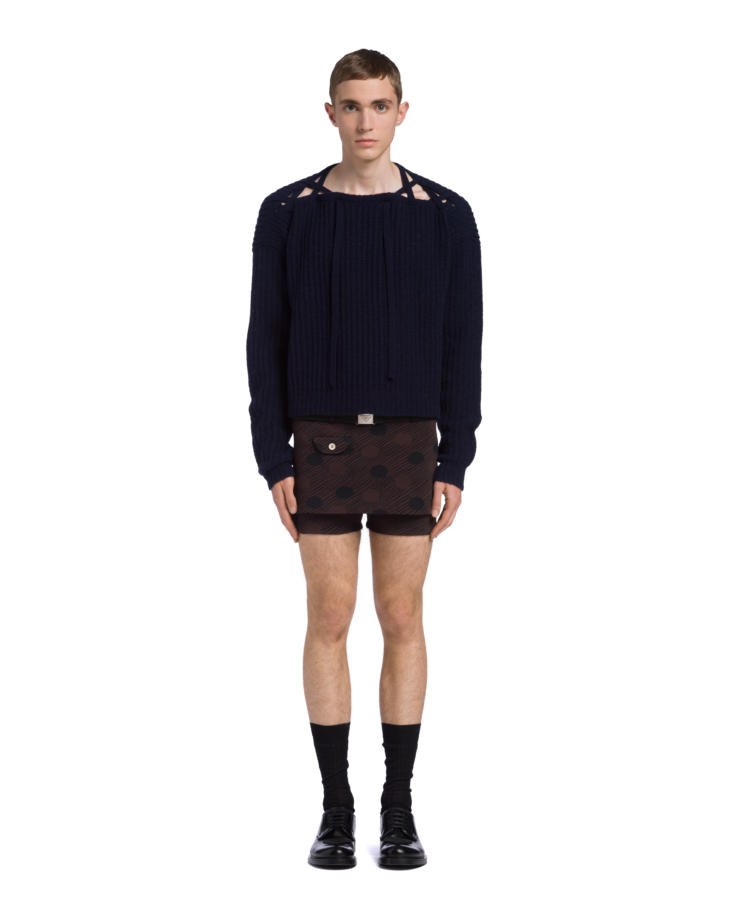 ネイビー シェットランド ボートネック セーター | Prada ネイビー シェットランド ボートネック セーター | Prada