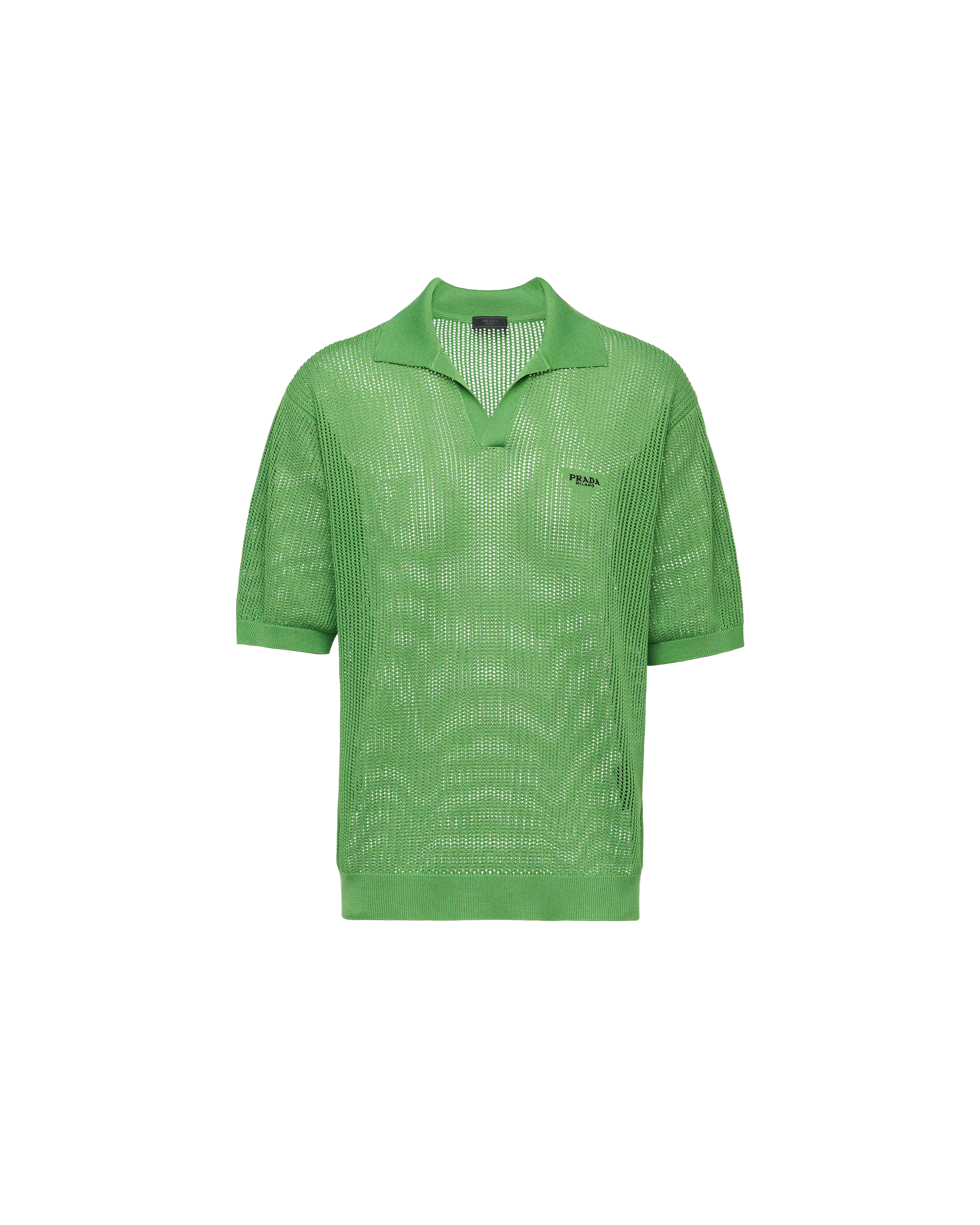 Prada Cotton And Silk Polo Shirt In Green