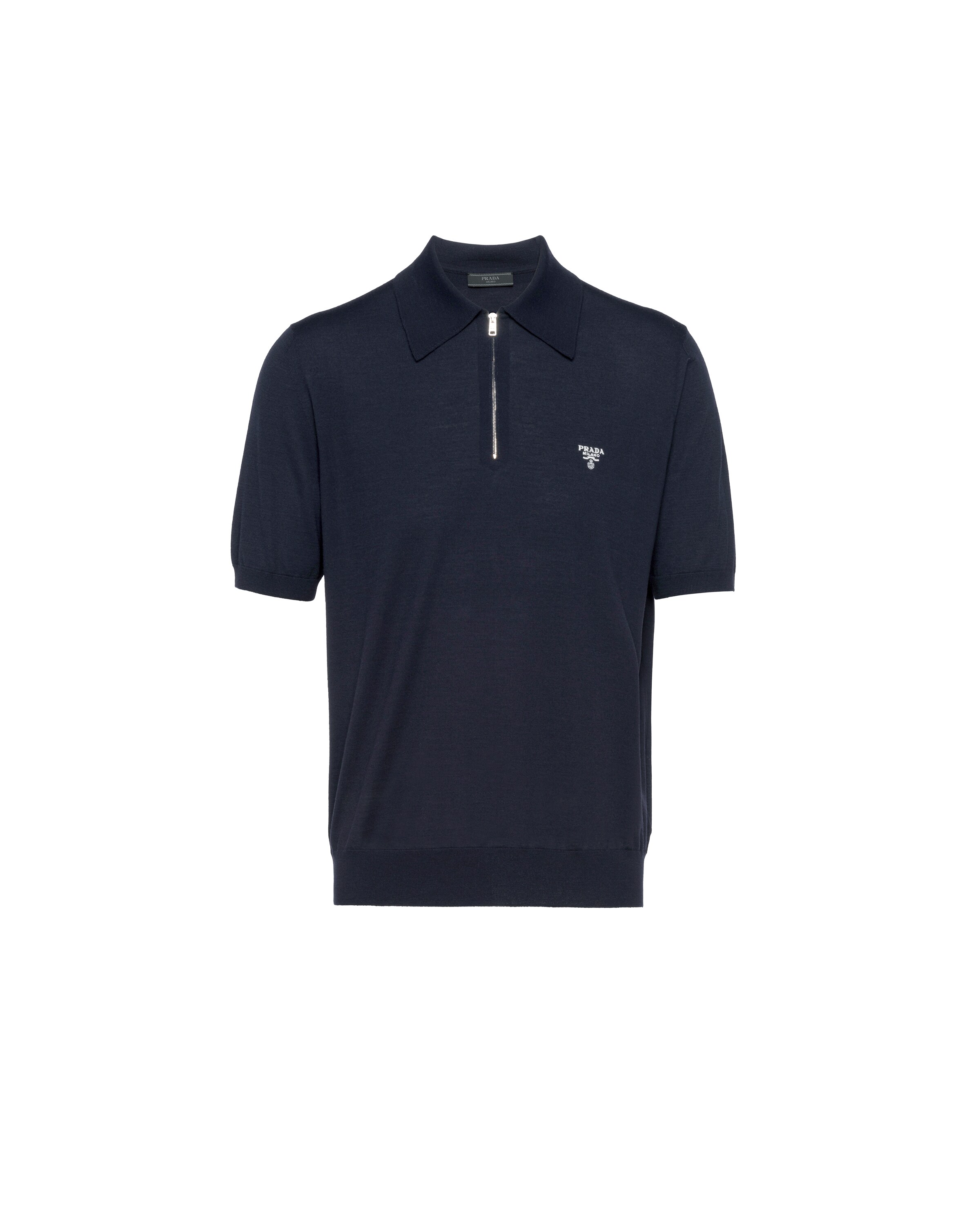Prada Polo In Lana Pettinata, Uomo, Blu, Taglia 44