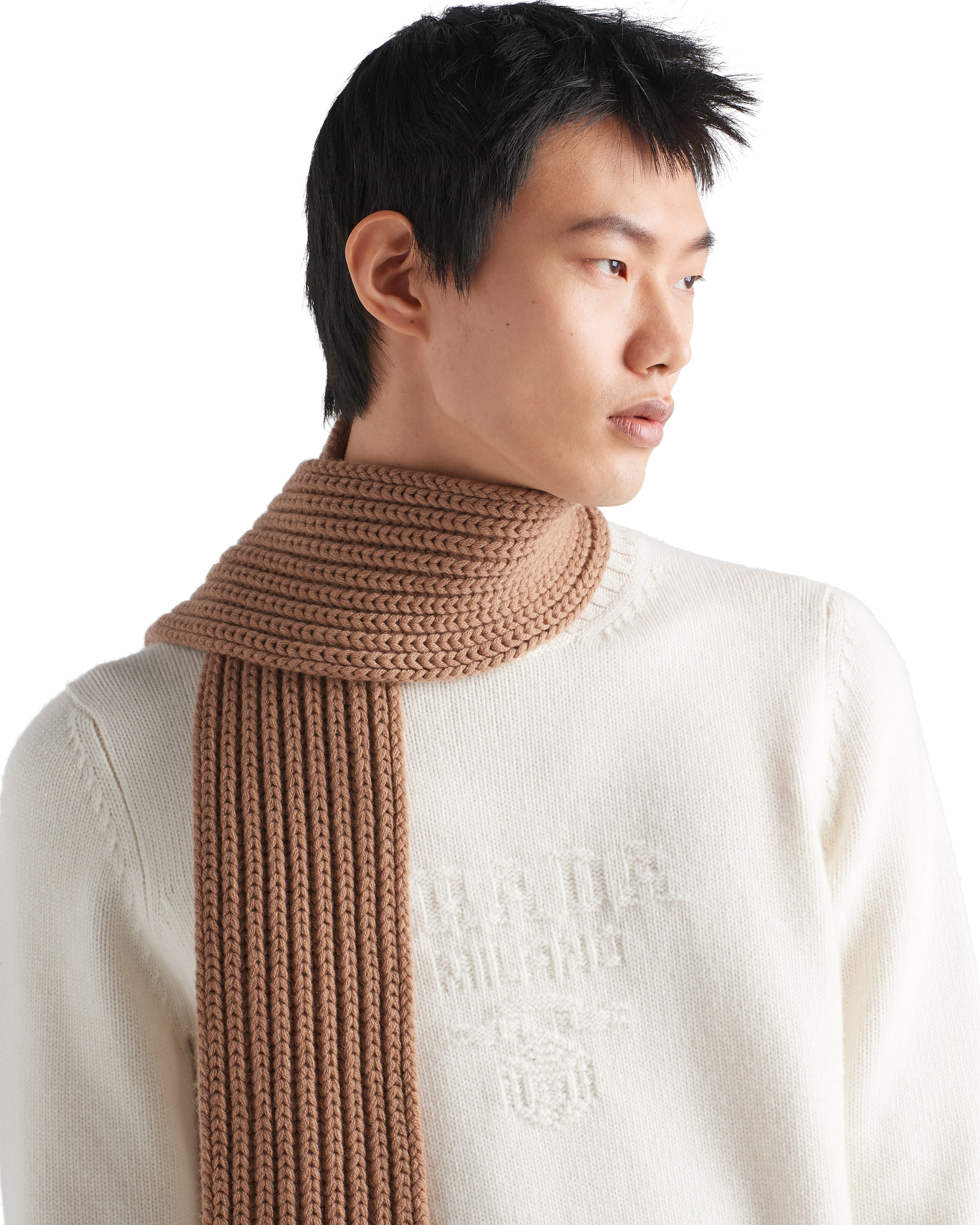 Prada Ivory Wool Blend Sweater In White