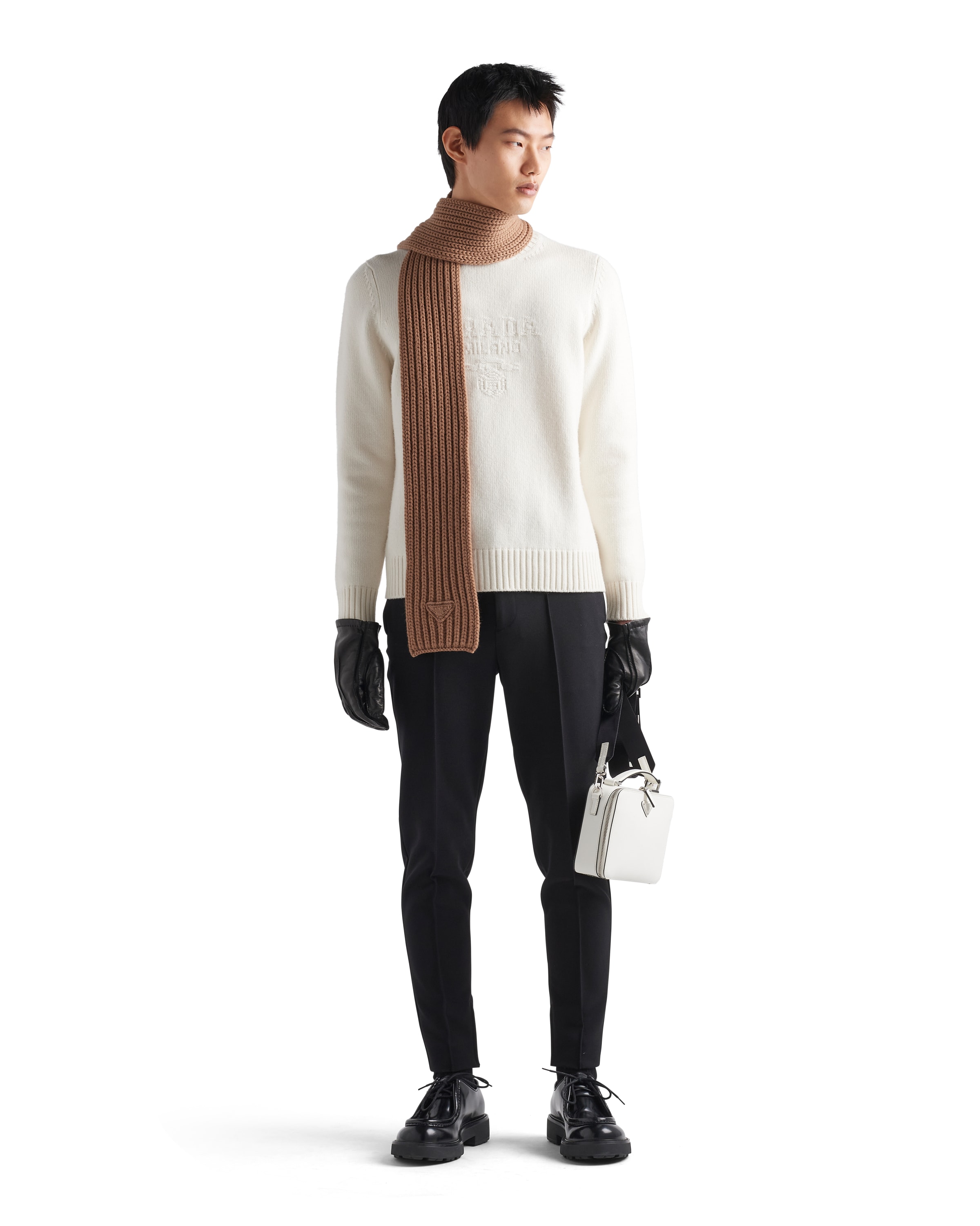 Prada Ivory Wool Blend Sweater In White