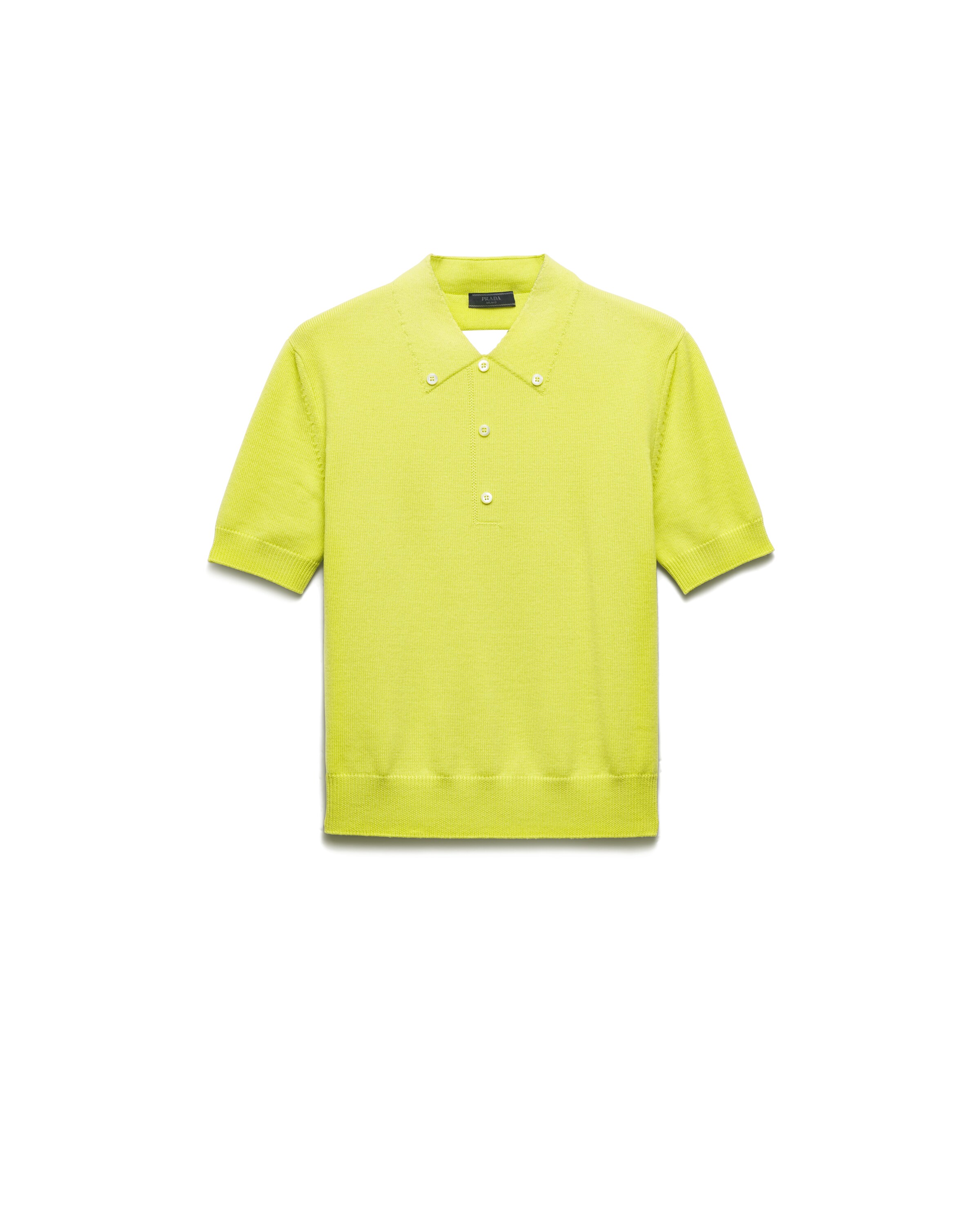 Prada Polo Maniche Corte In Lana, Uomo, Lime, Taglia 48