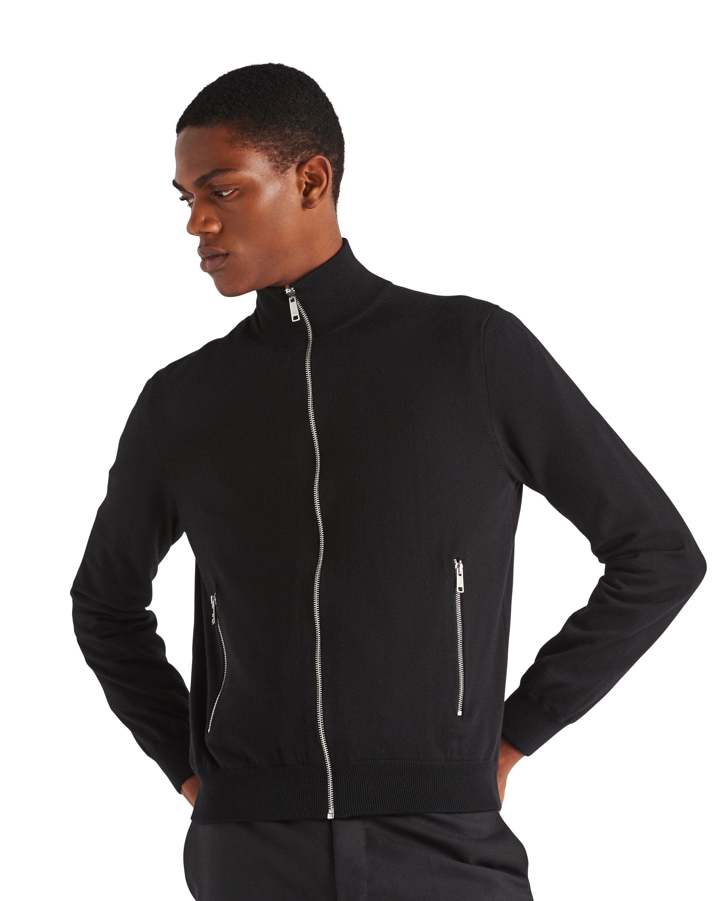 Prada Reversible Bomber In Technical Fabric In Black