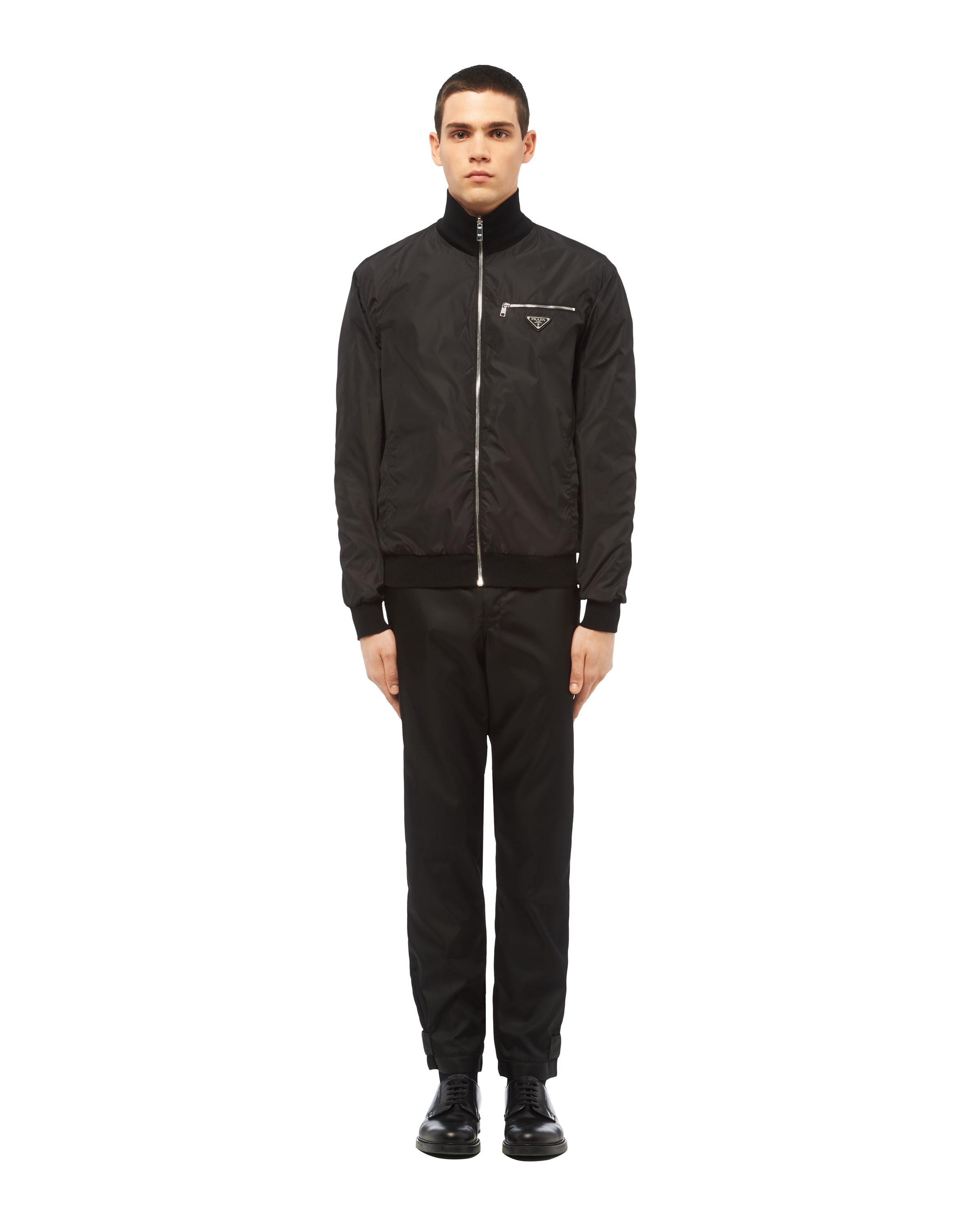 Prada Reversible Bomber In Technical Fabric In Black