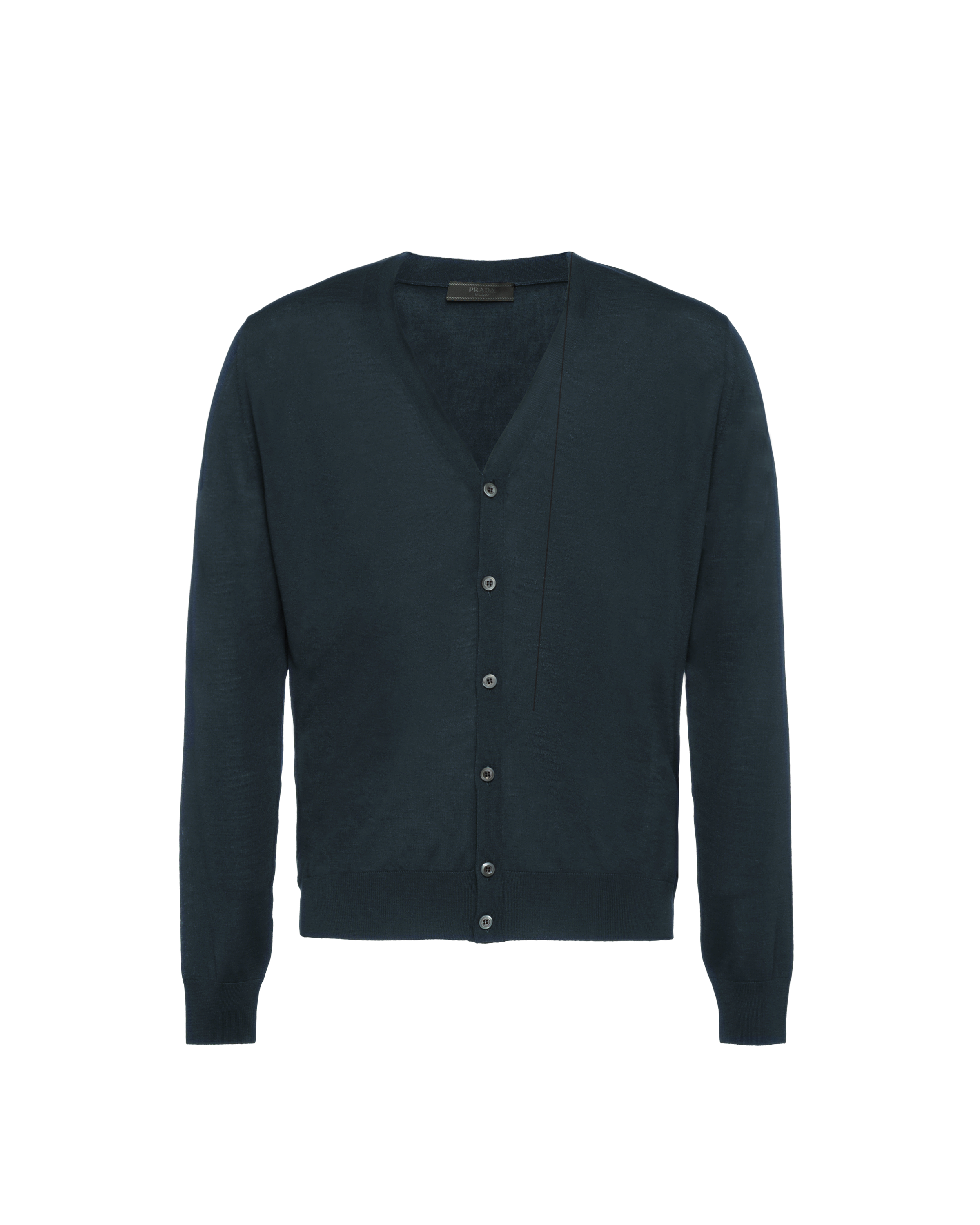 Prada Wool Cardigan In Anthracite Gray