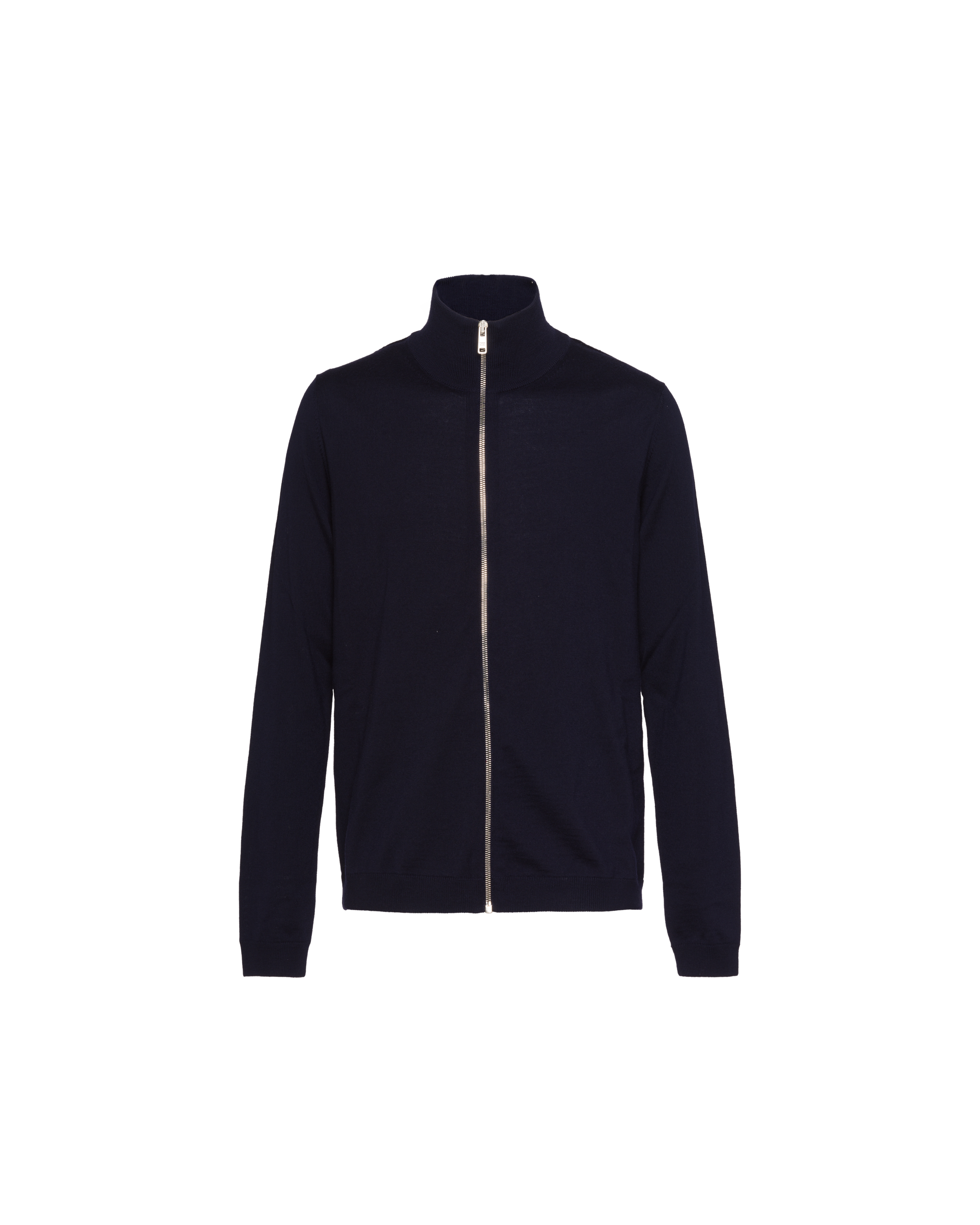 Prada High Neck Zip Front Cardigan In Navy