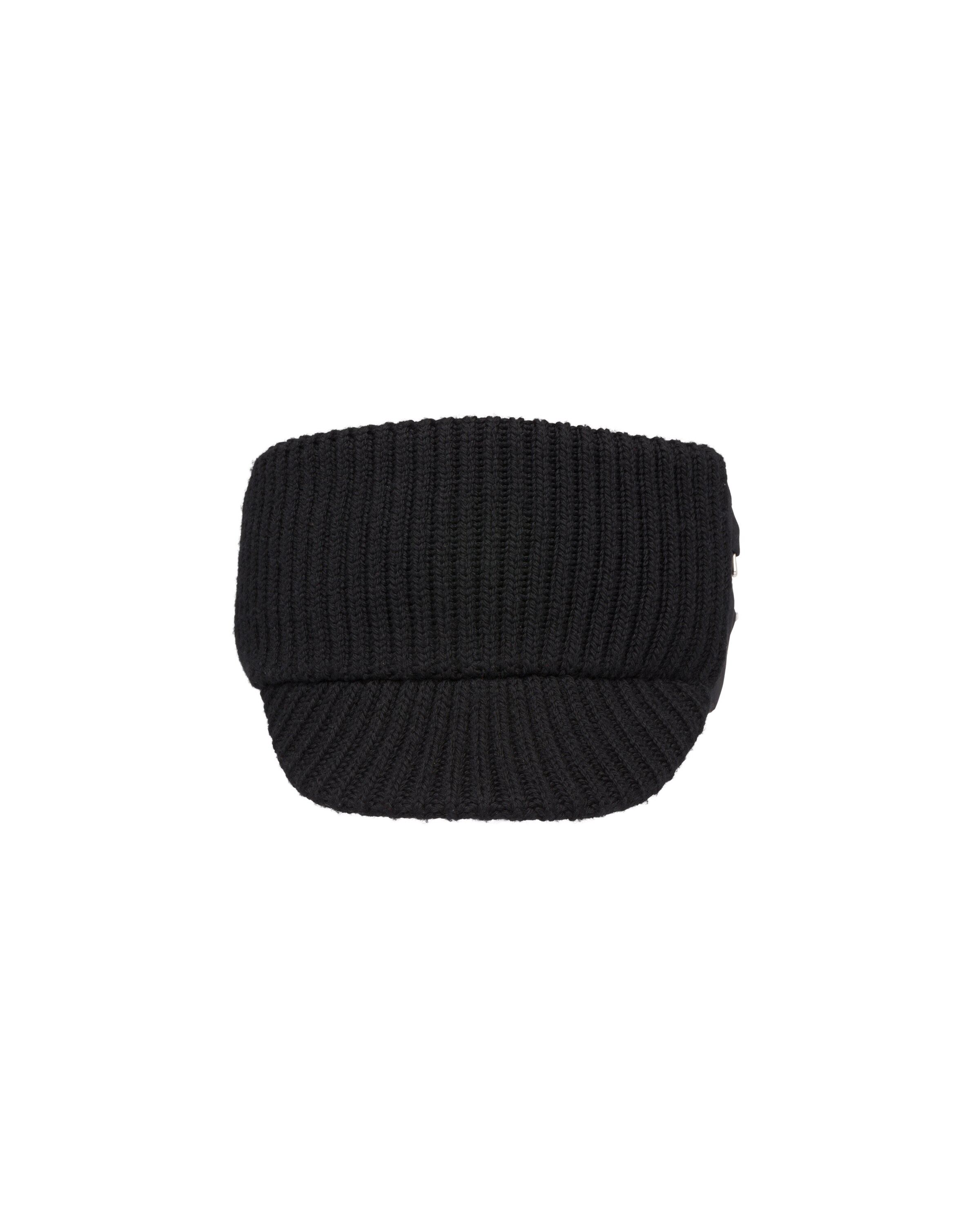 Black Shaker knit visor cap Prada