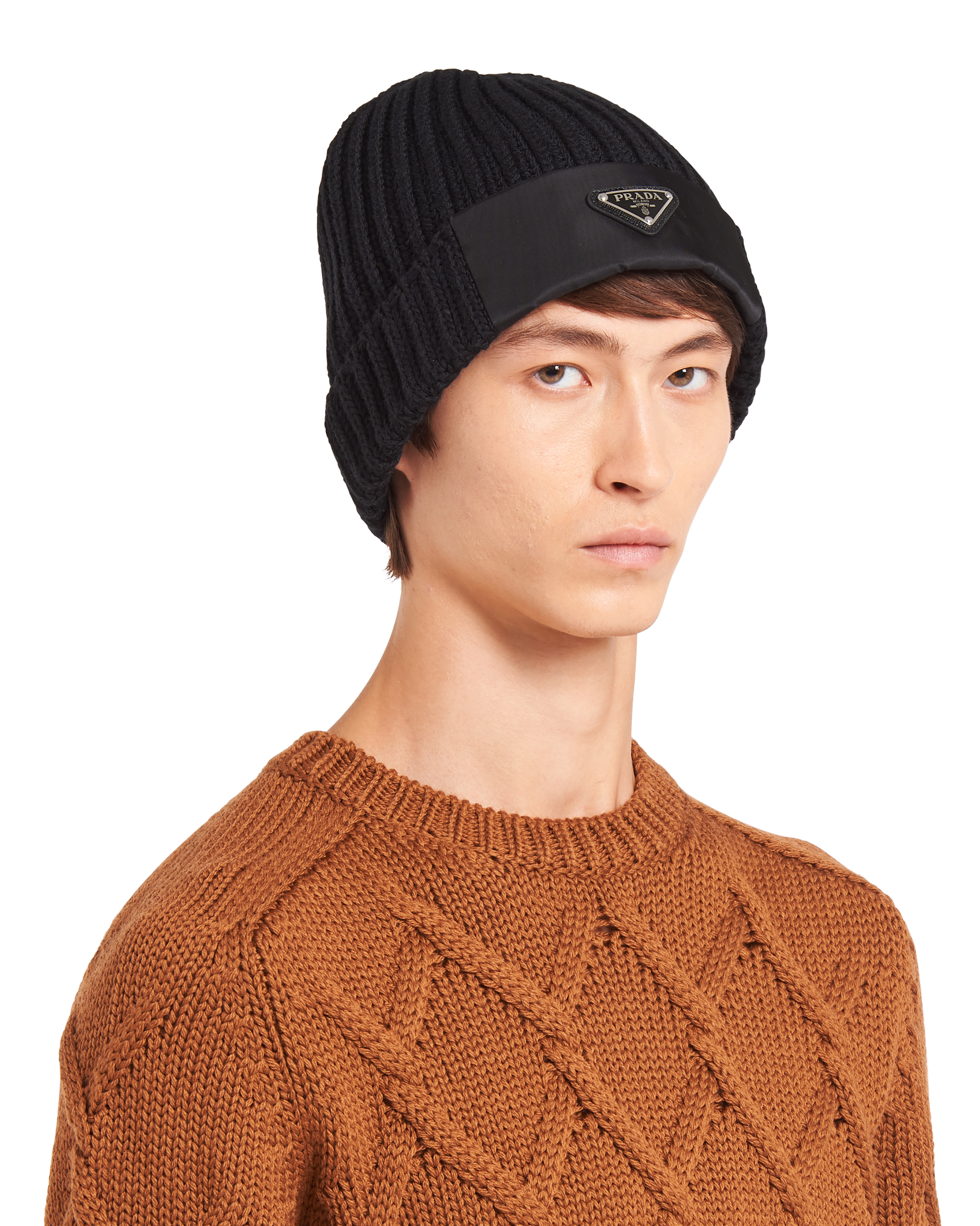 prada padded nylon beanie hat