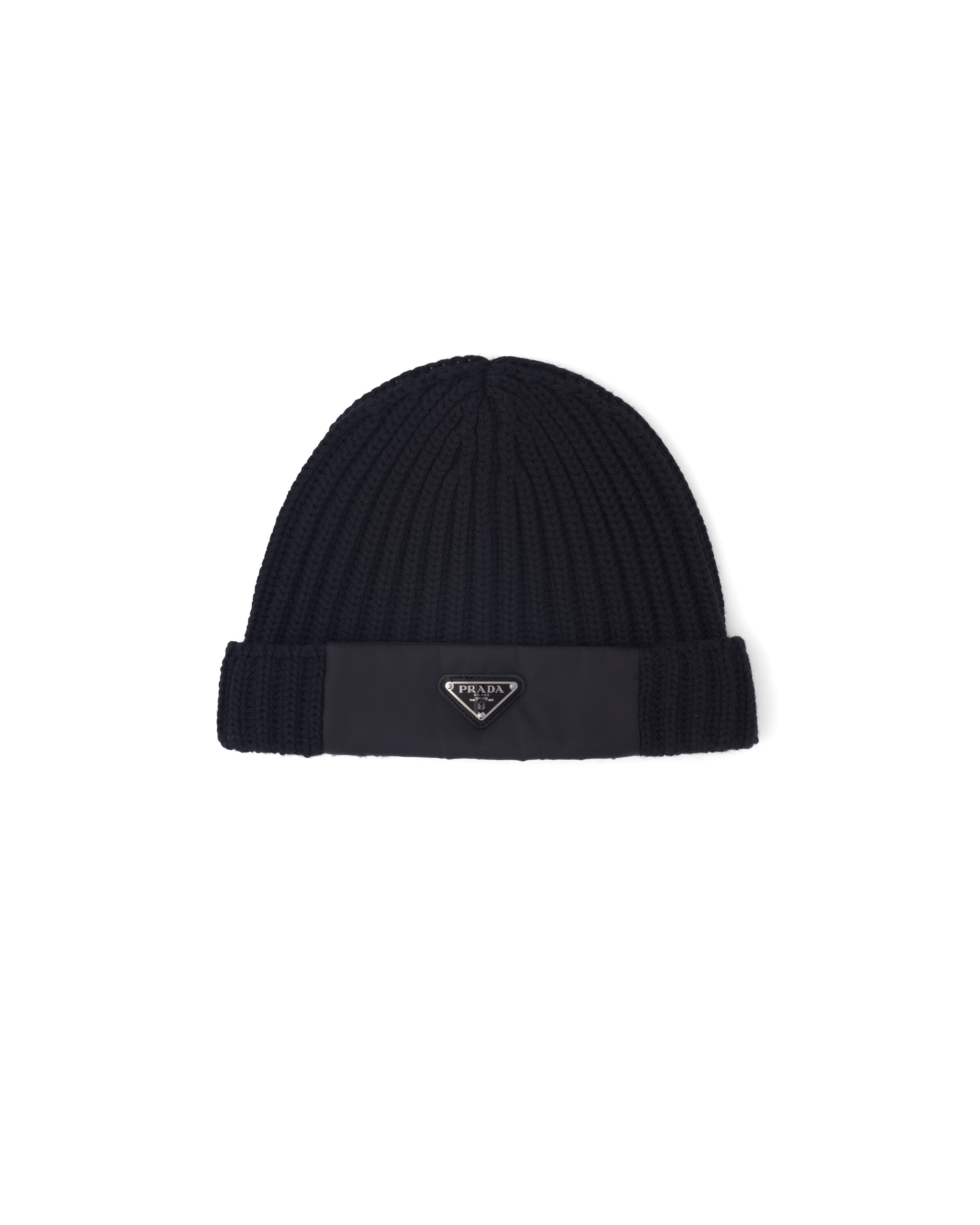 Shop Prada Re-nylon Gabardine And Wool Cap In Black