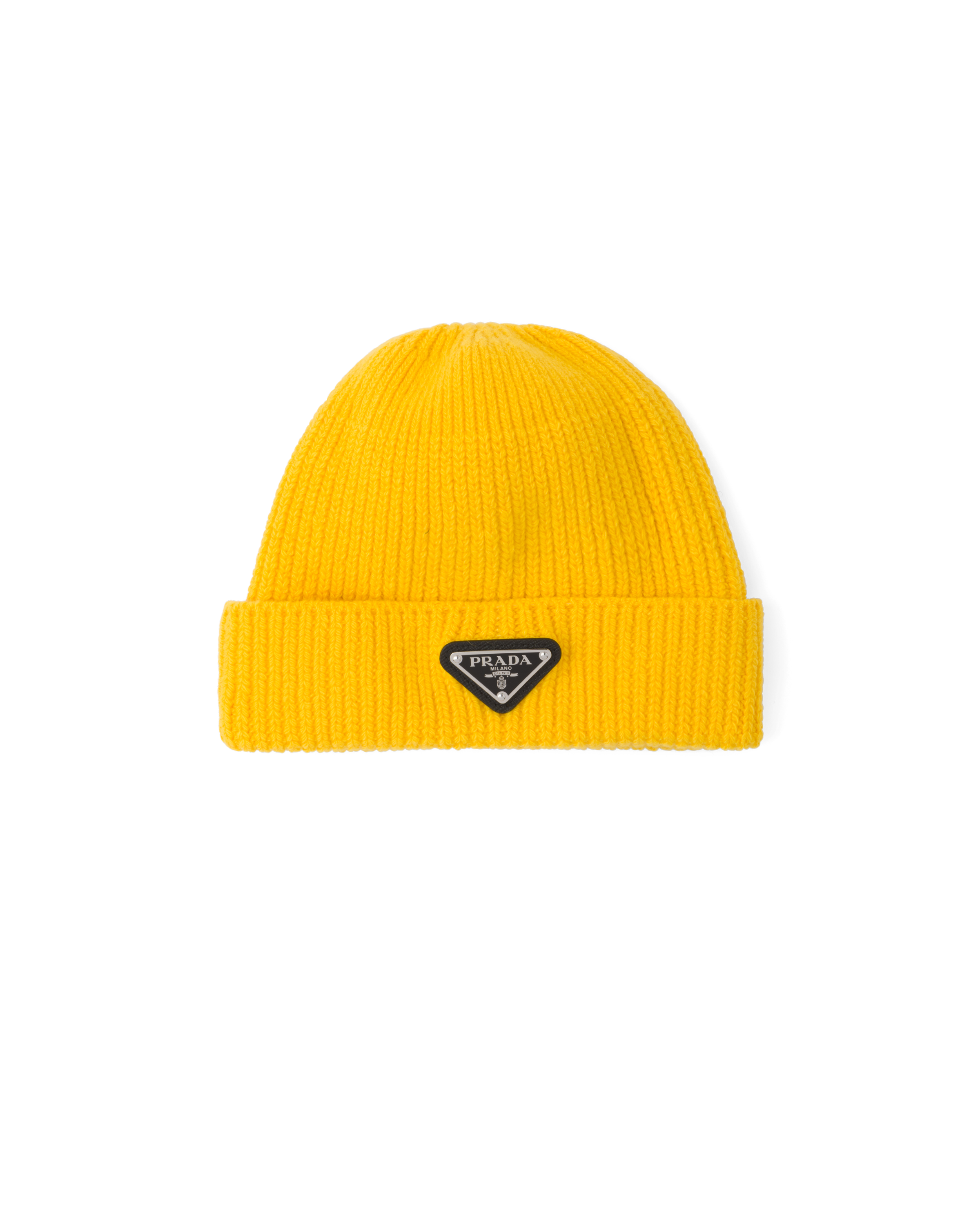 Shop Prada Wool And Cashmere Beanie In Yellow