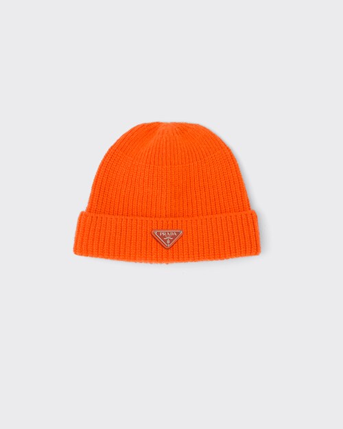 Orange Wool and cashmere beanie | Prada