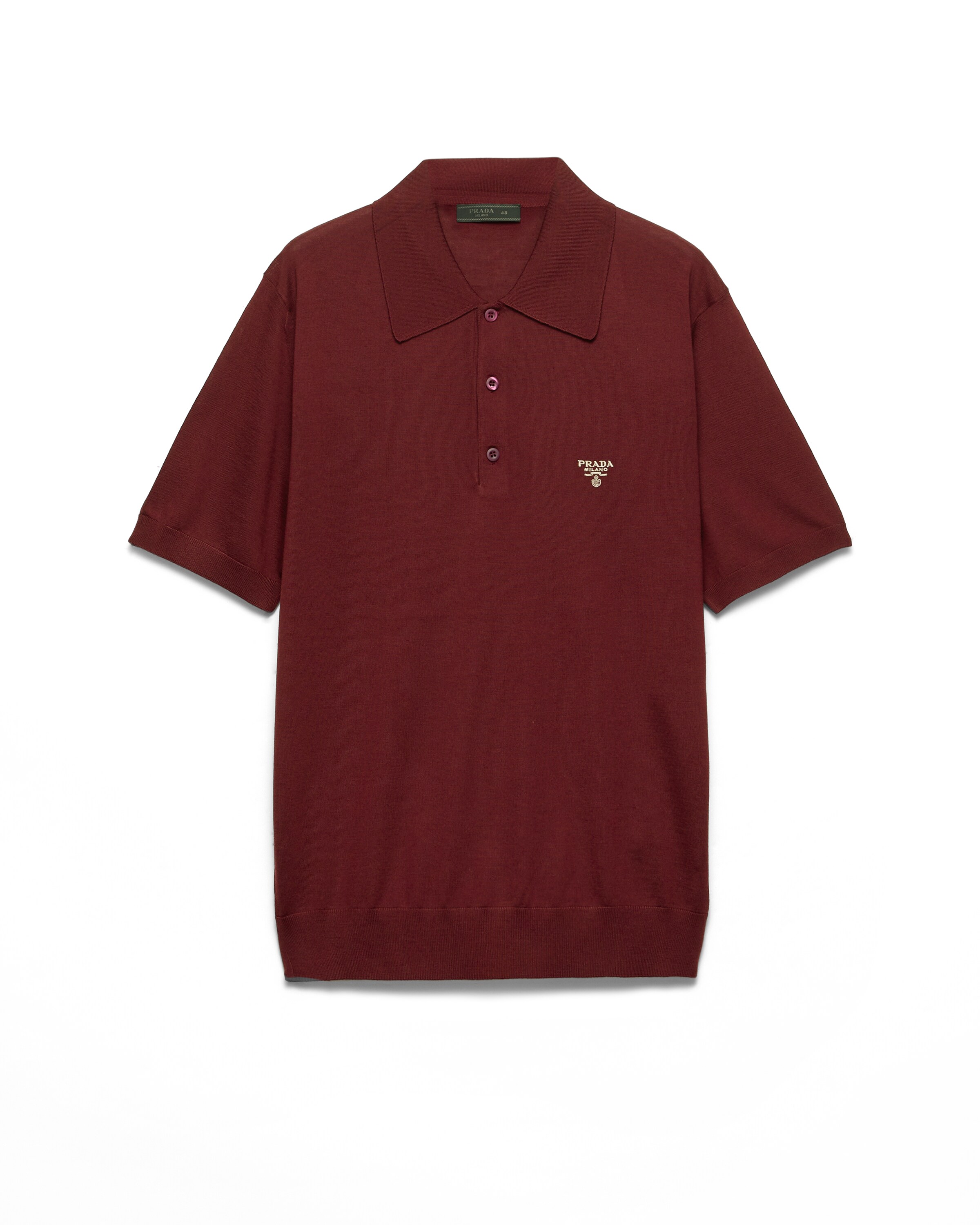 Prada Polo In Lana Pettinata, Uomo, Amaranto, Taglia 50