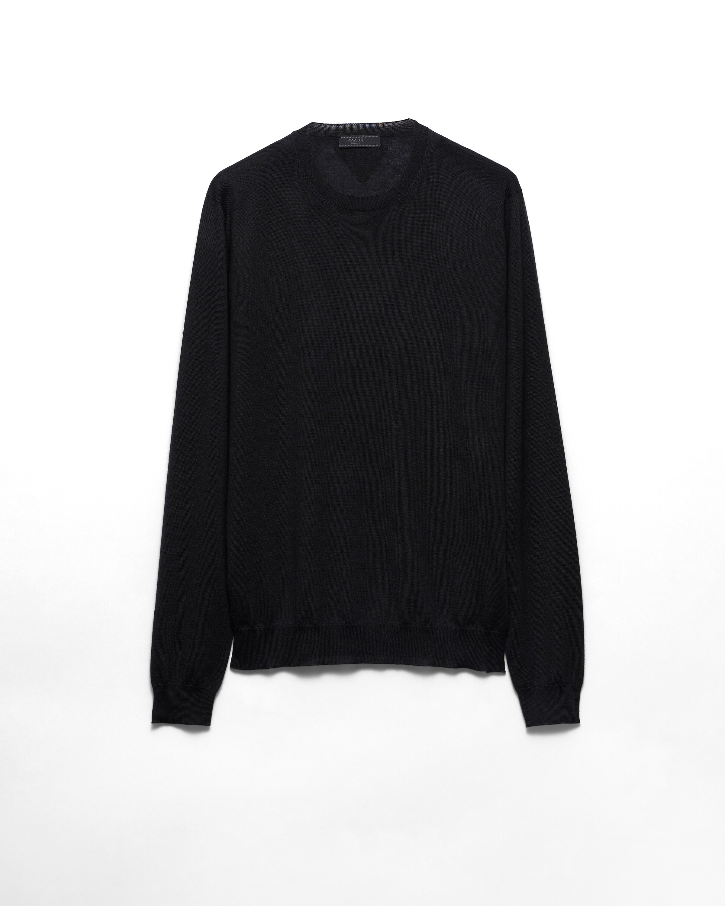 Prada Maglia Girocollo In Cashmere E Seta, Uomo, Nero, Taglia 46